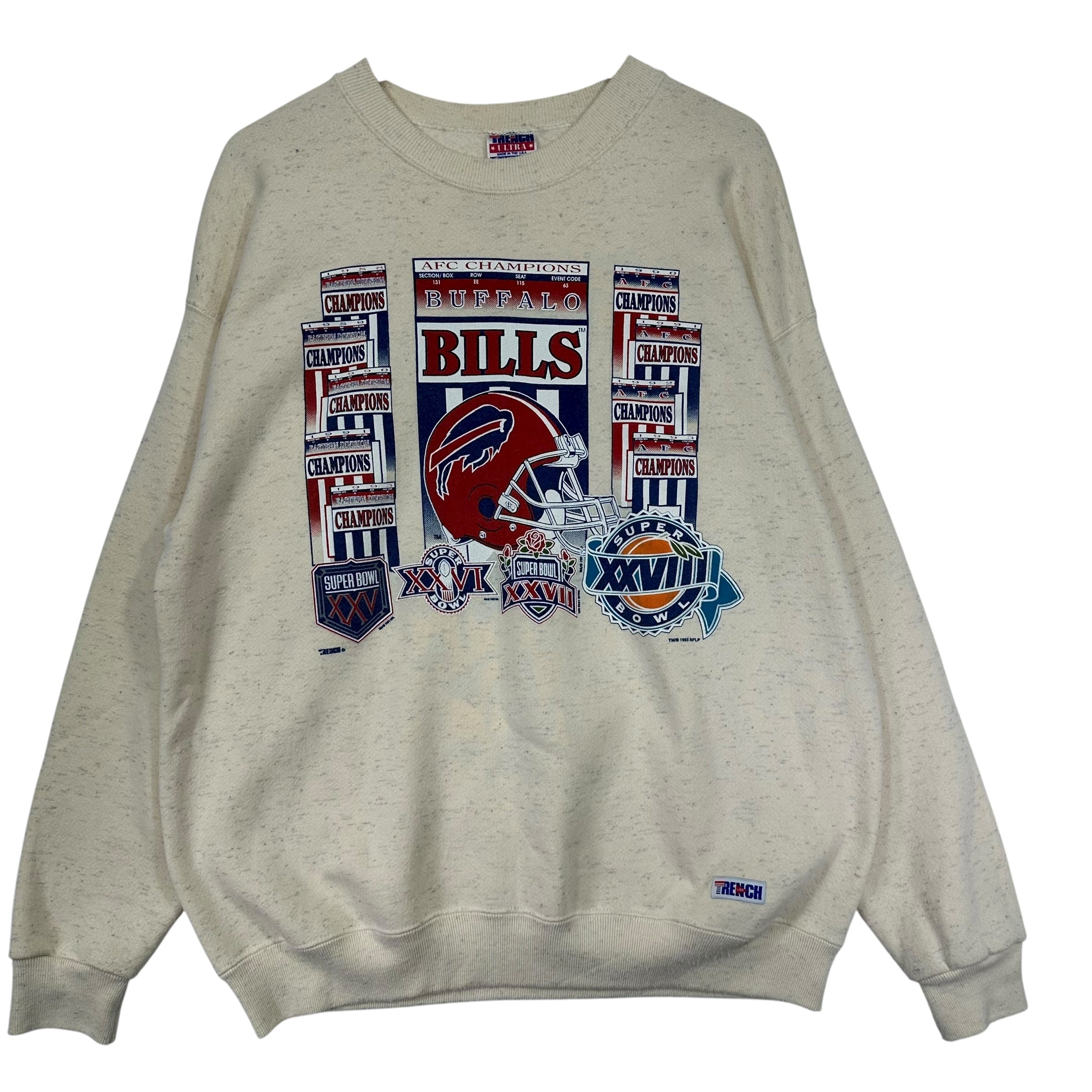Vintage Buffalo Bills 4 Super Bowls Crewneck Sweatshirt XL