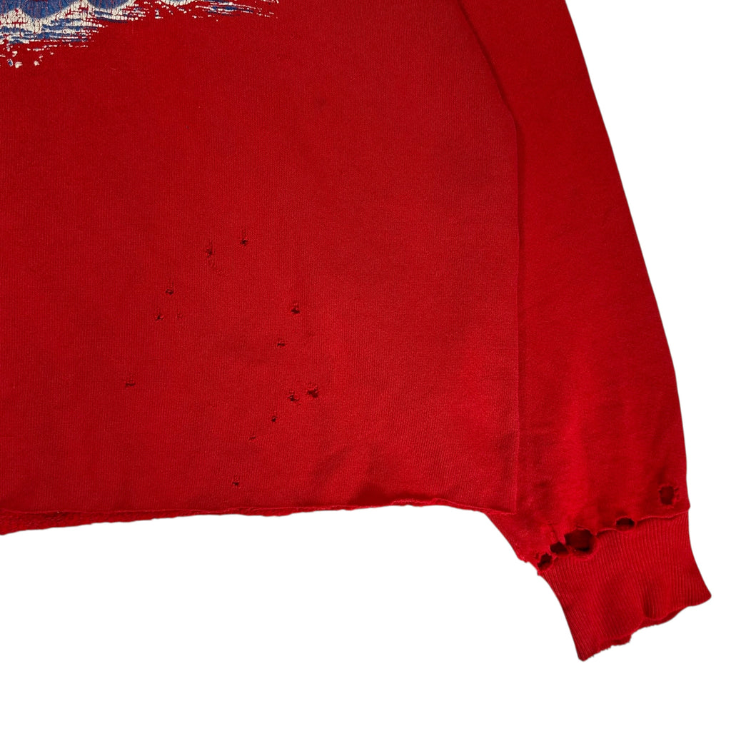 Vintage Buffalo Bills Red Thrashed Cropped Crewneck Sweatshirt XL