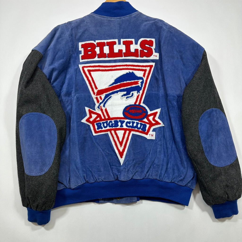 Vintage Buffalo Bills Leather Wool Bomber Jacket Large