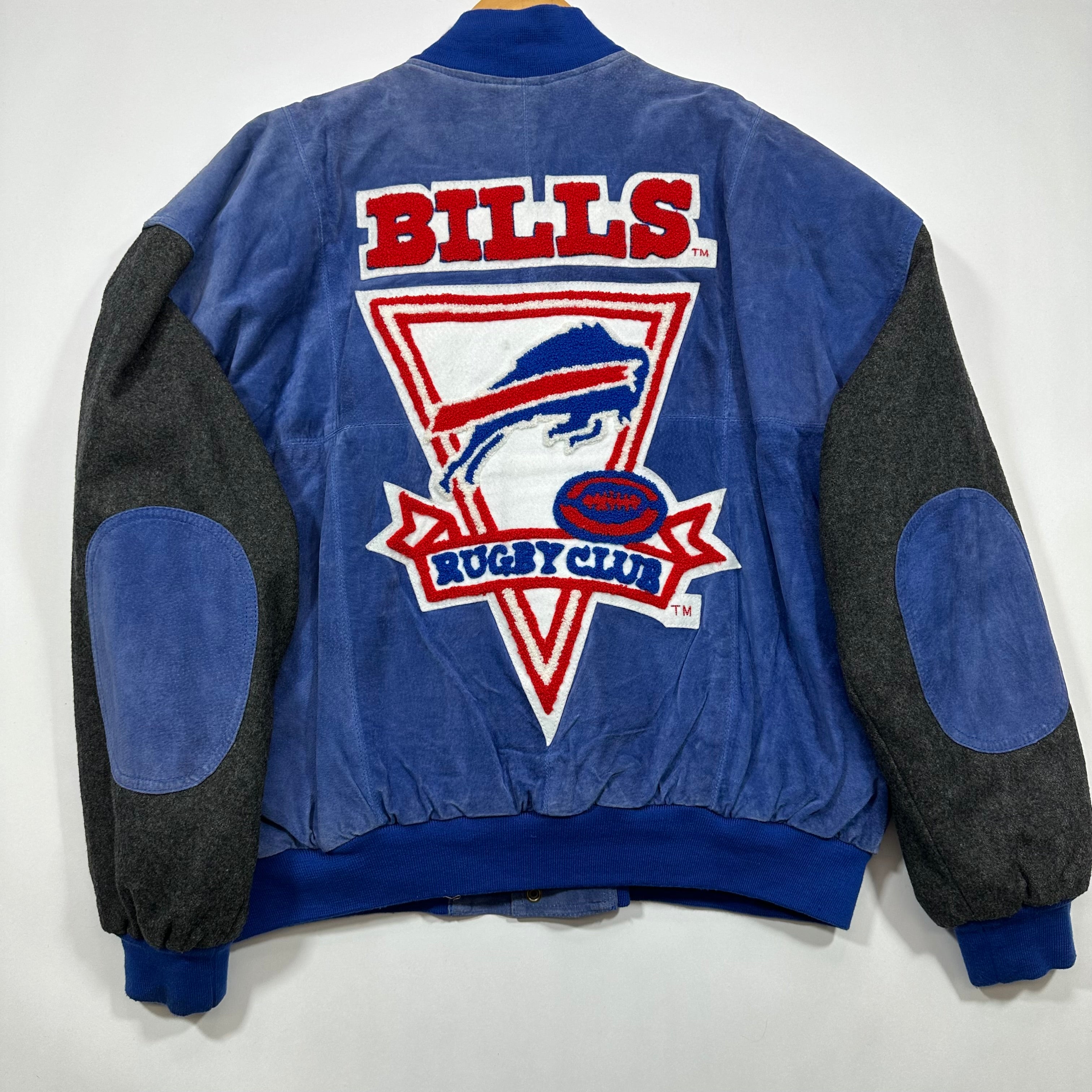 Vintage Buffalo Bills Leather Wool Bomber Jacket Large