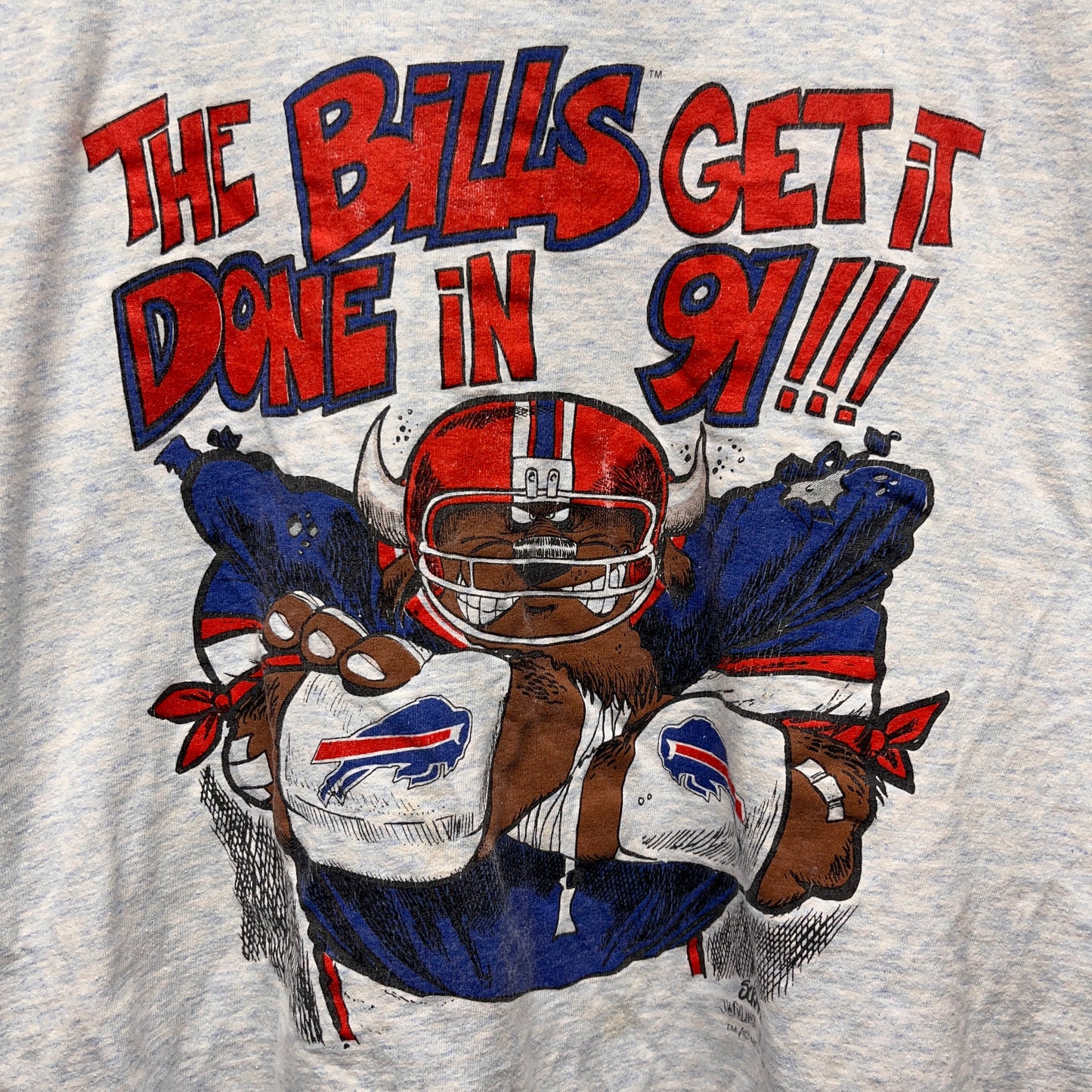 Vintage Buffalo Bills Get It Done In ‘91 Cartoon Shirt Large