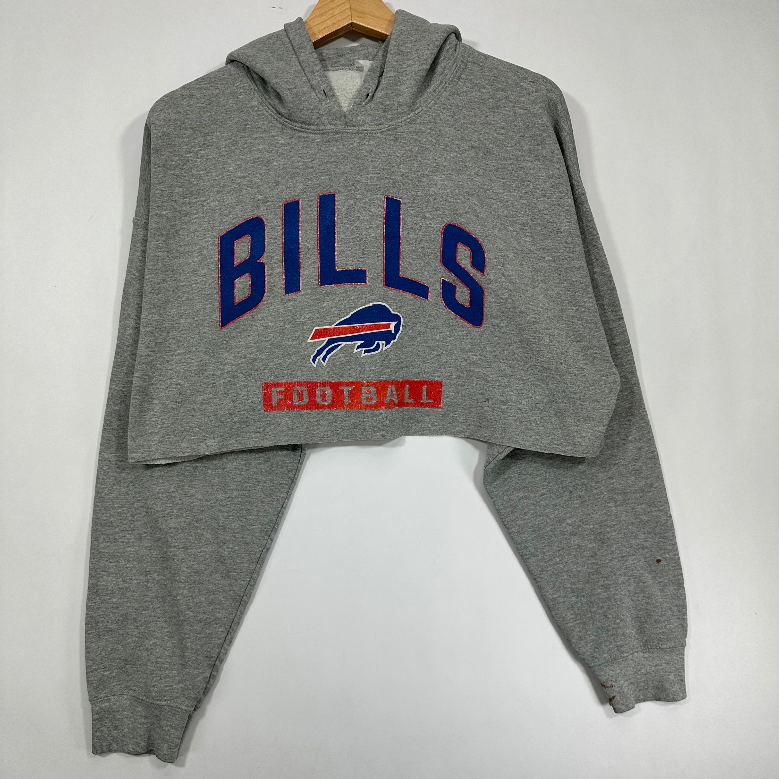 Vintage Buffalo Bills Cropped Hoodie Sweatshirt Large