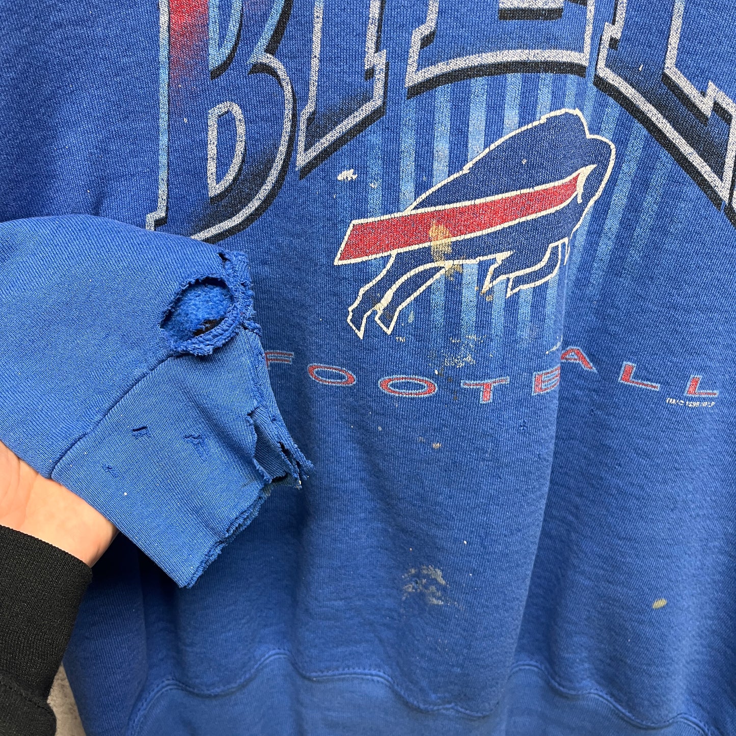 Vintage Buffalo Bills Thrashed Crewneck Sweatshirt Large