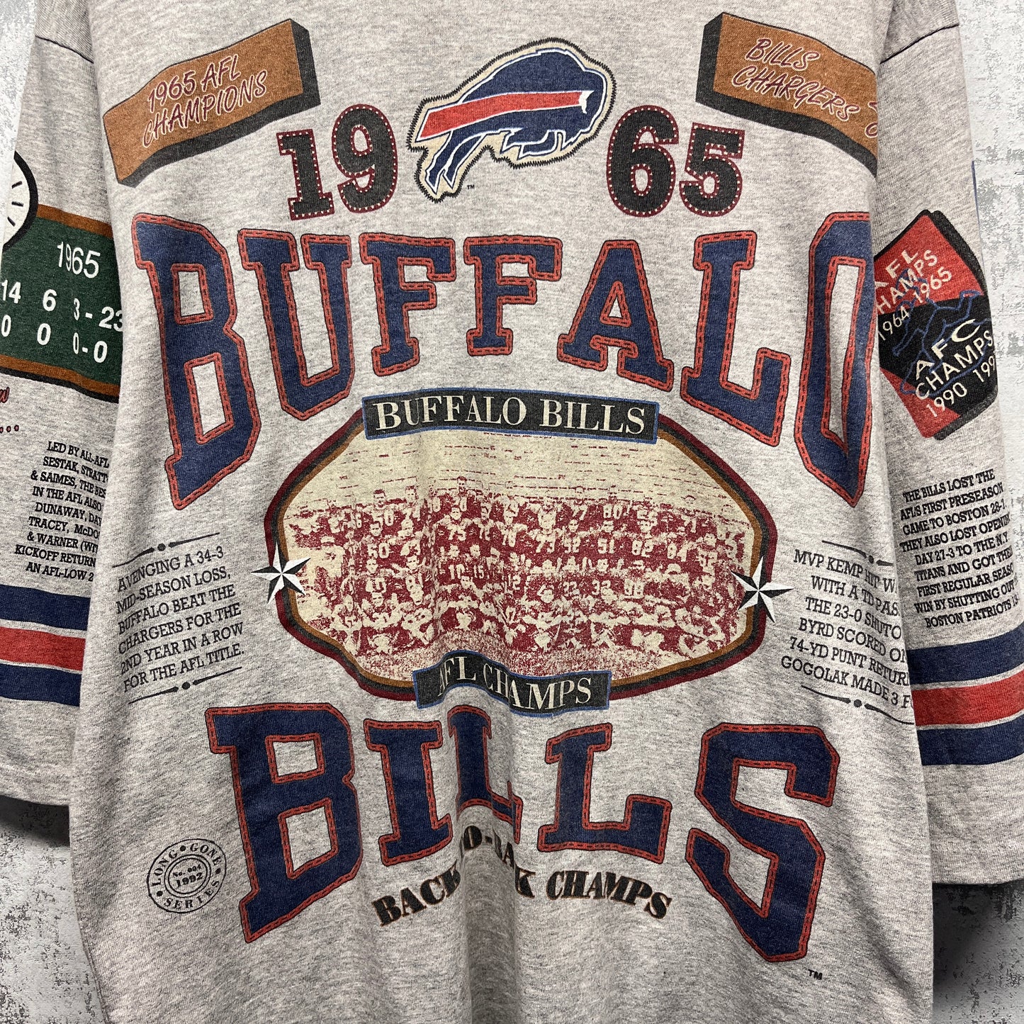 Vintage Buffalo Bills 1965 AFL Champions 3/4 Sleeve All Over Print Shirt Large