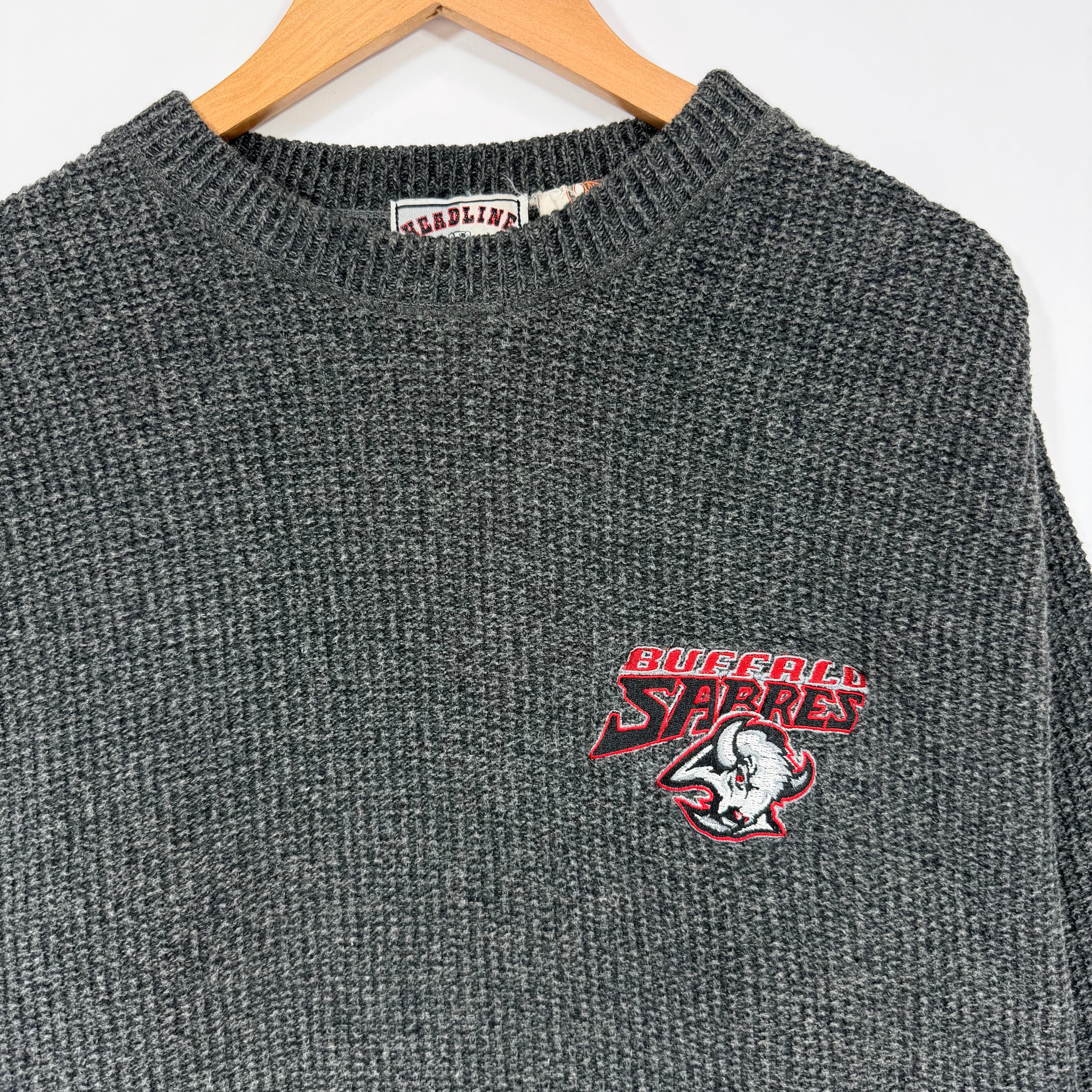 Vintage Buffalo Sabres Knit Fisherman Sweater Crewneck Sweatshirt Large