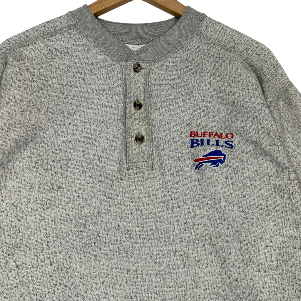 Vintage Buffalo Bills Knit Thin Henley Sweatshirt Medium