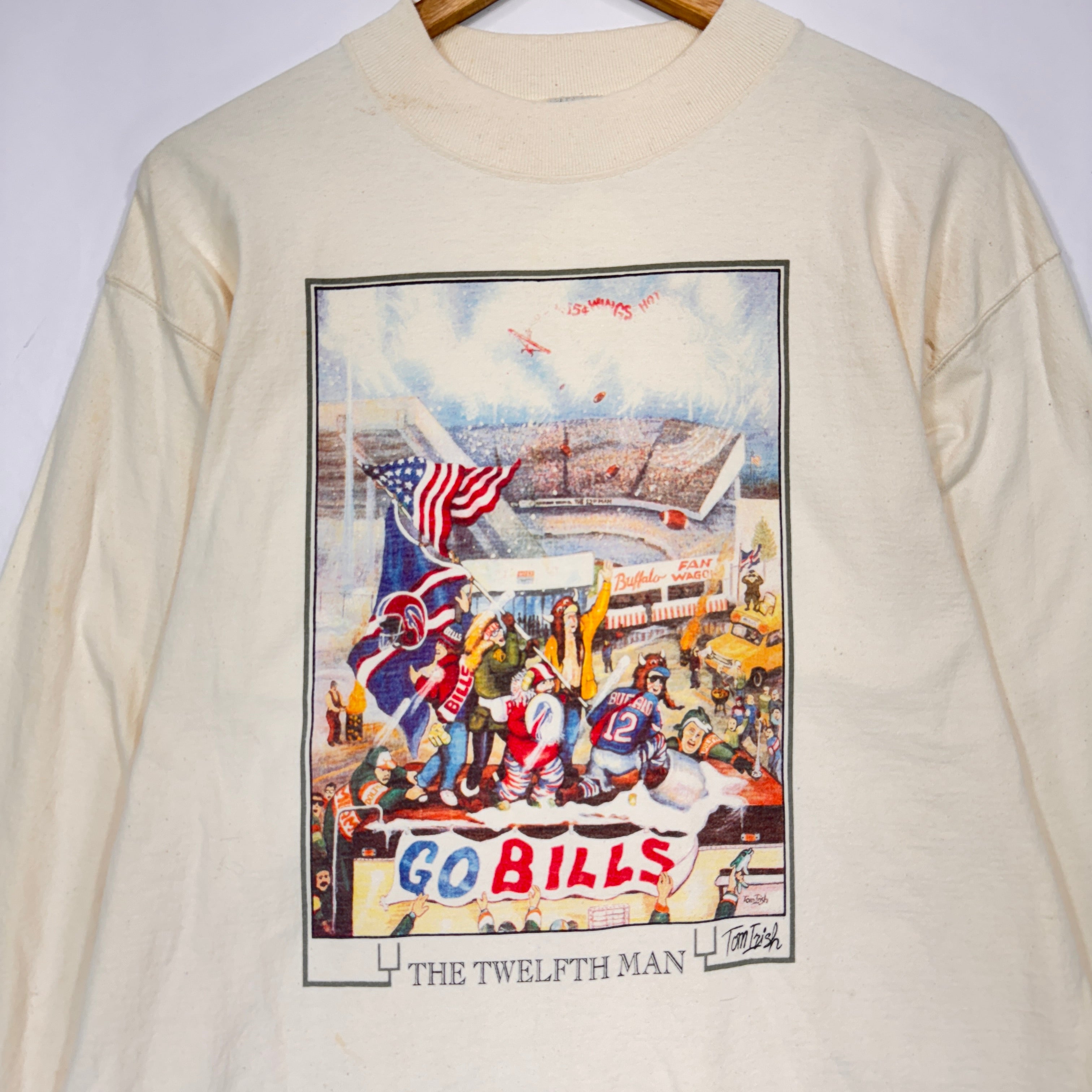 Vintage Buffalo Bills Twelfth Man Art Long Sleeve Shirt Large