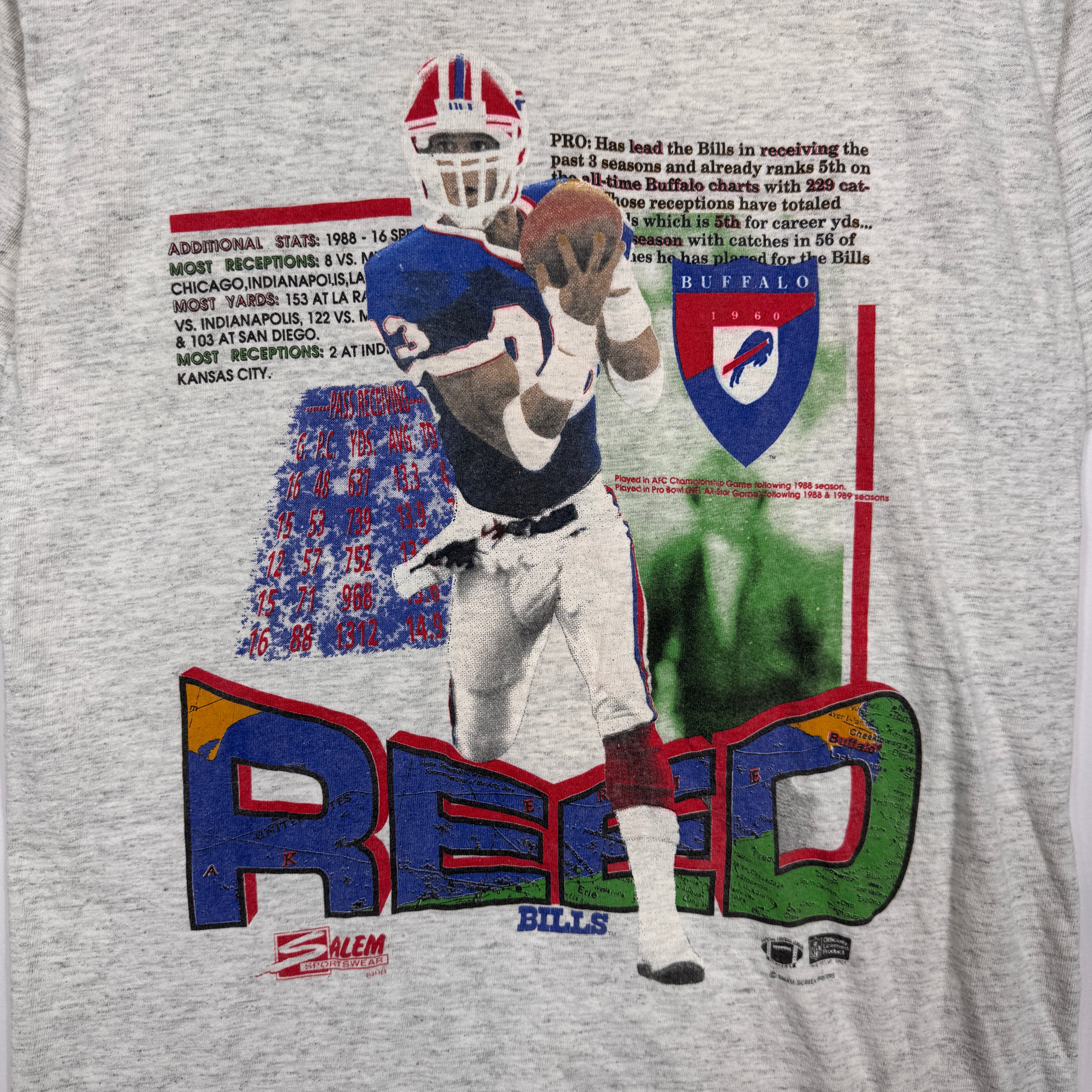 Vintage Buffalo Bills Andre Reed Stats Shirt Small