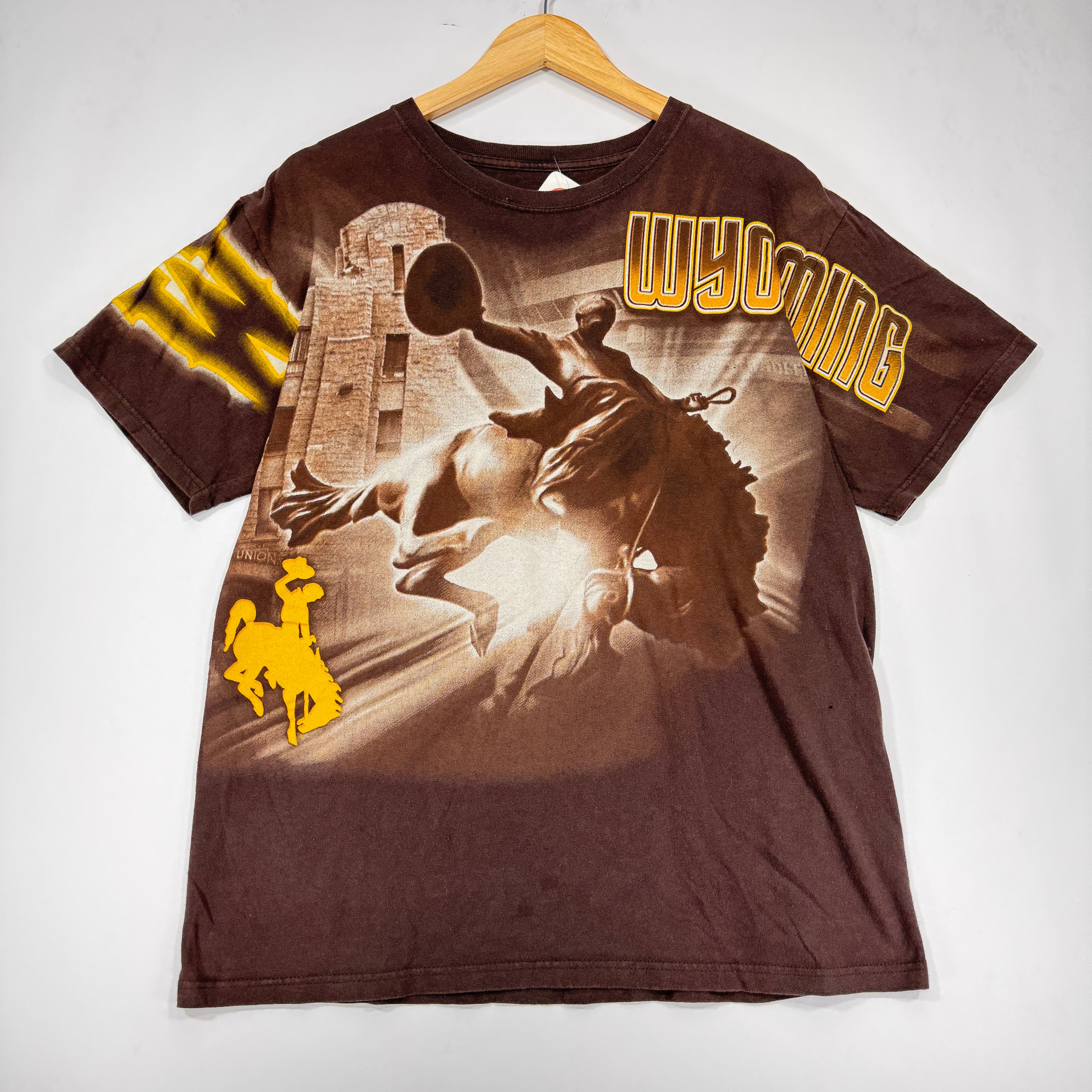 Vintage Wyoming Cowboys All Over Print Shirt XL