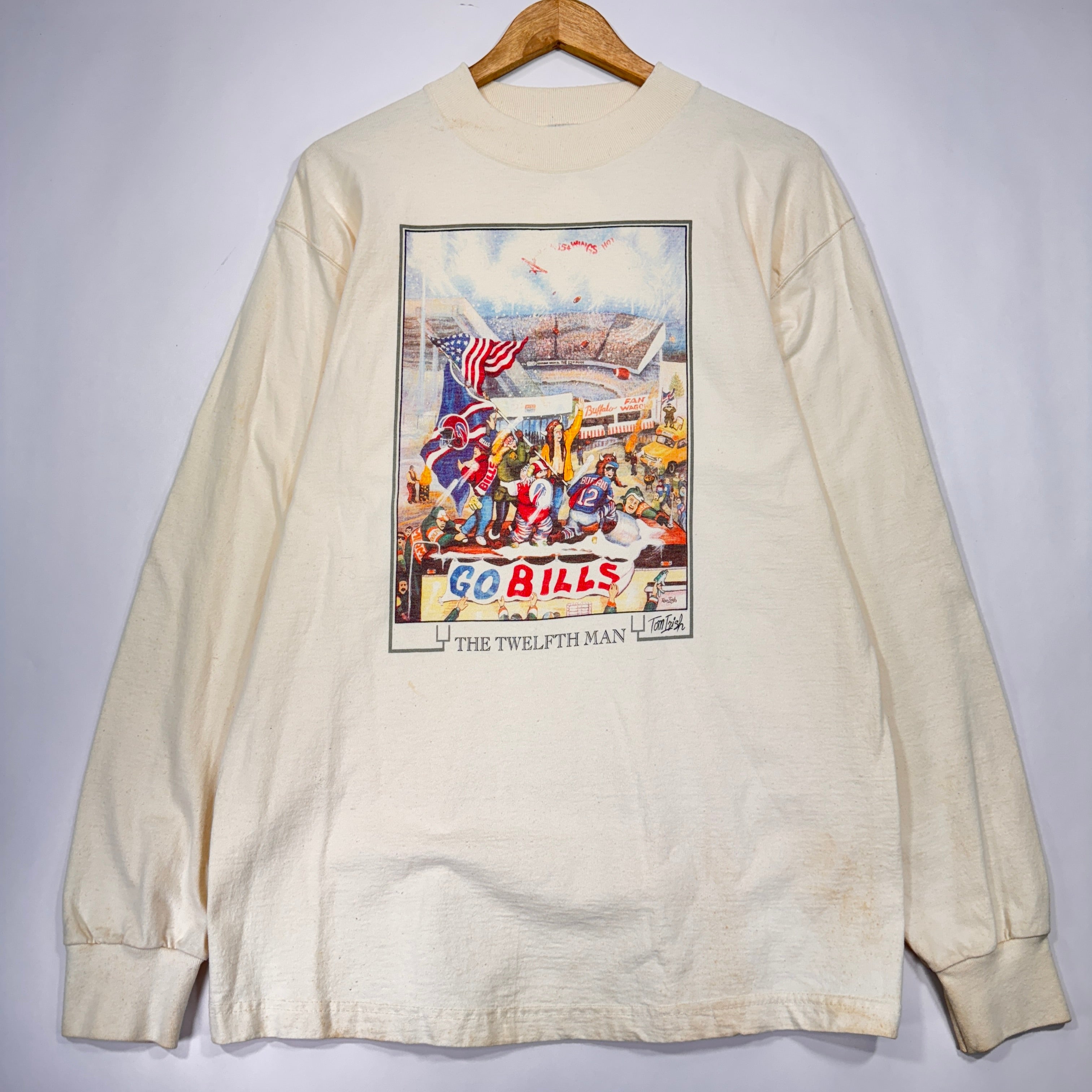 Vintage Buffalo Bills Twelfth Man Art Long Sleeve Shirt Large
