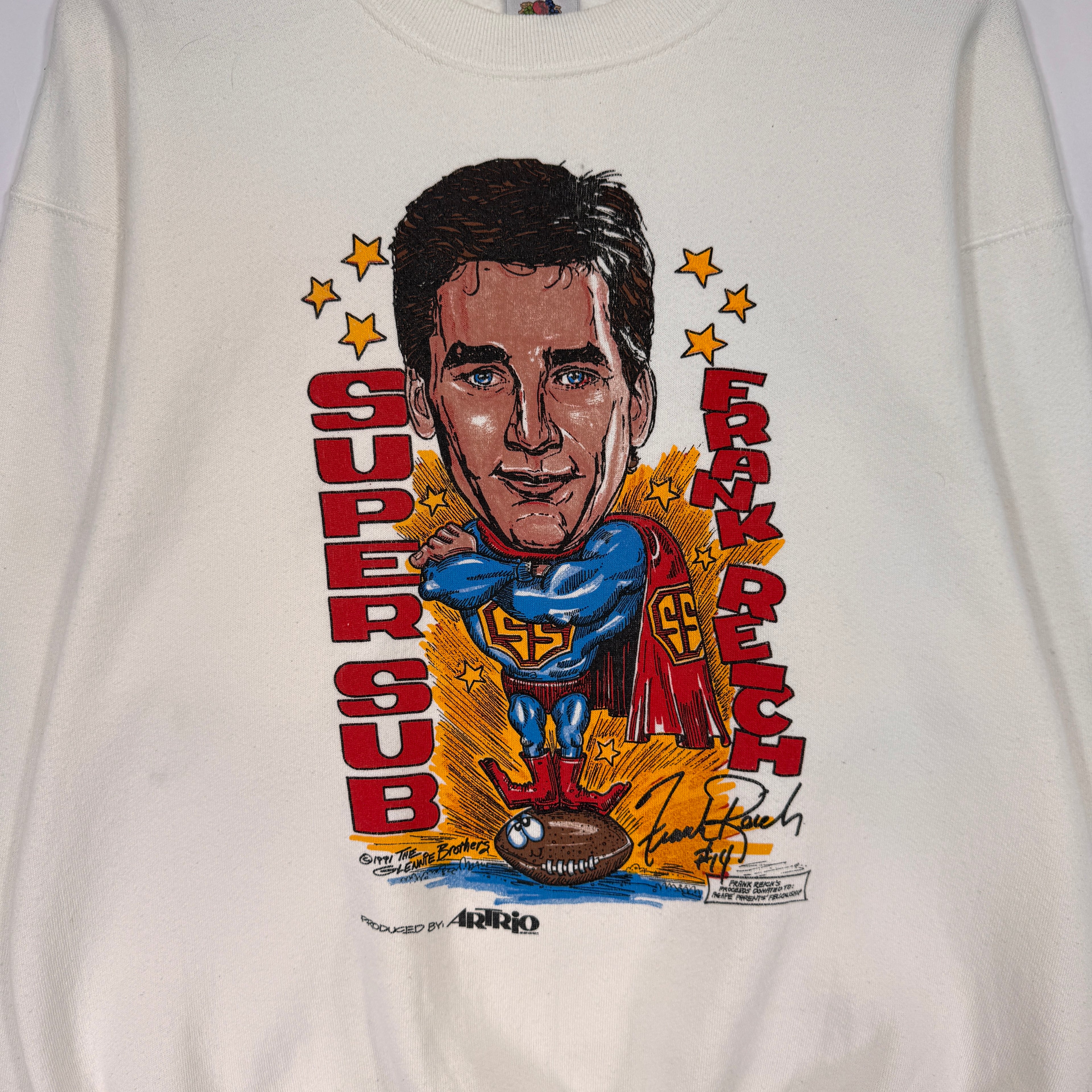 Vintage Buffalo Bills Frank Reich Super Sub Cartoon Crewneck Sweatshirt Large