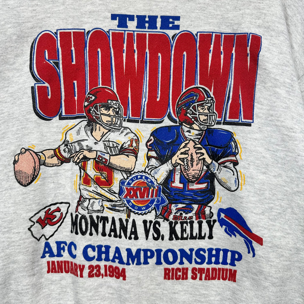 Vintage Buffalo Bills 1994 AFC Championship Montana v Kelly Crewneck Sweatshirt XL