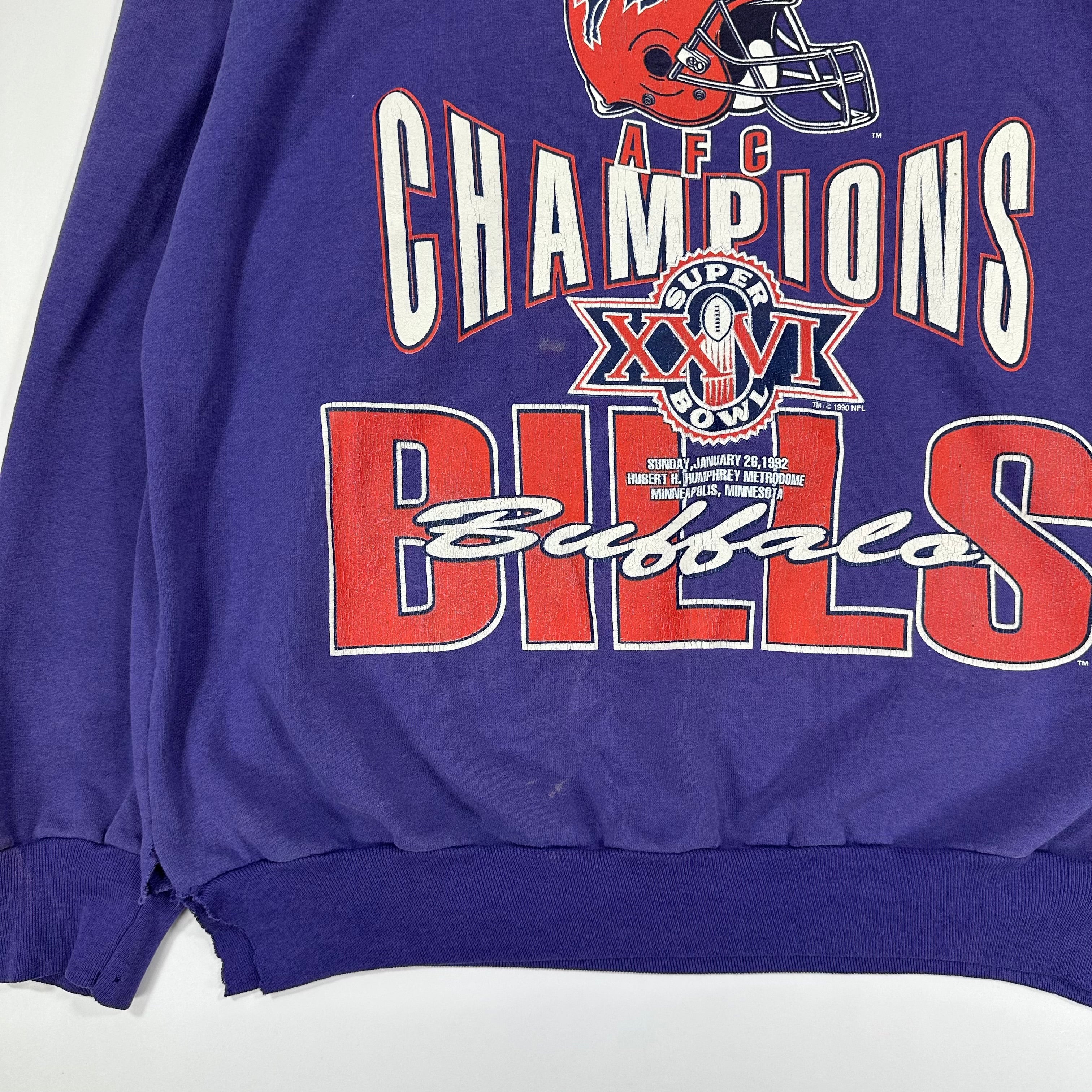 Vintage Buffalo Bills 1991 AFC Champs Purple Crewneck Sweatshirt Medium