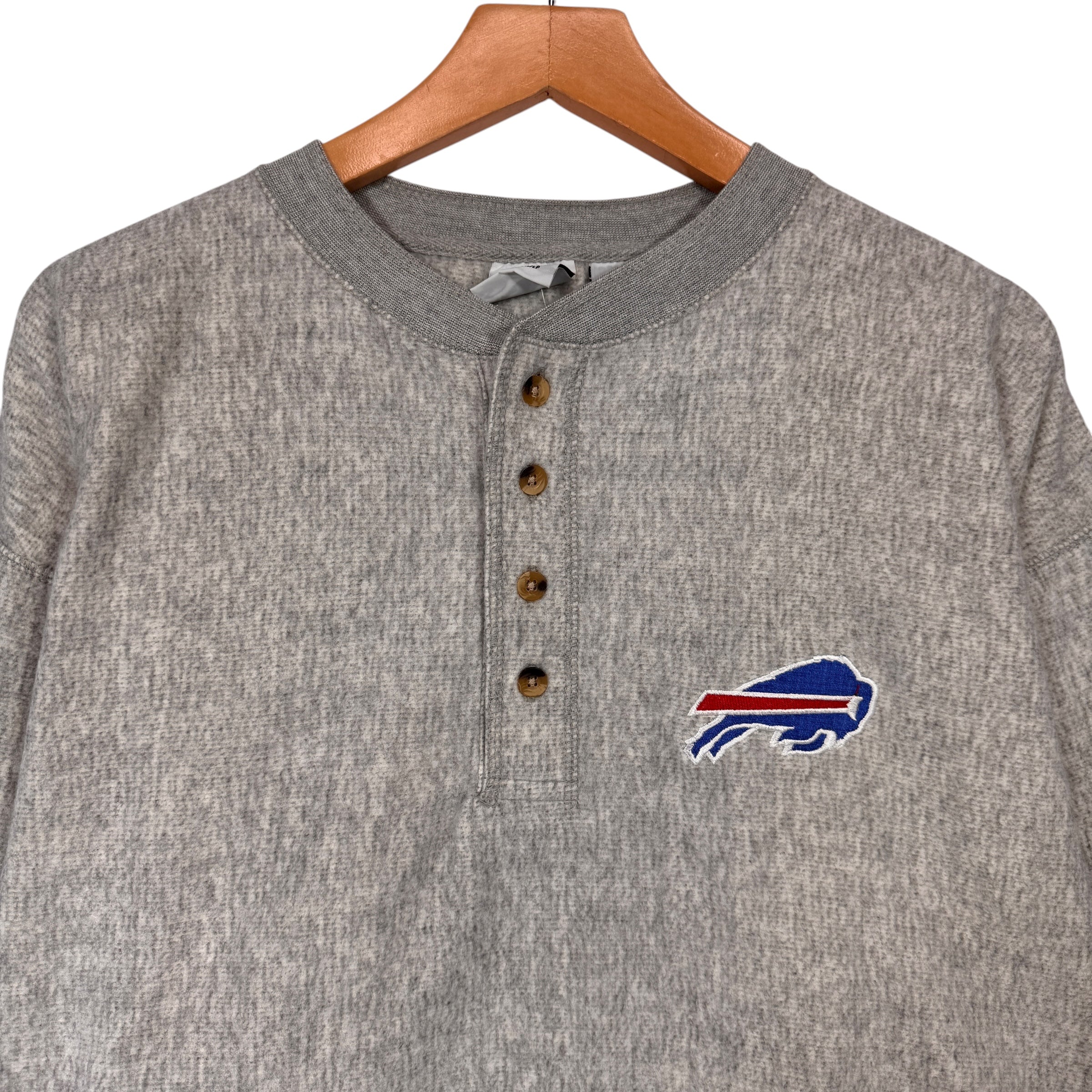 Vintage Buffalo Bills Long Sleeve Henley Thin Crewneck Sweatshirt XL
