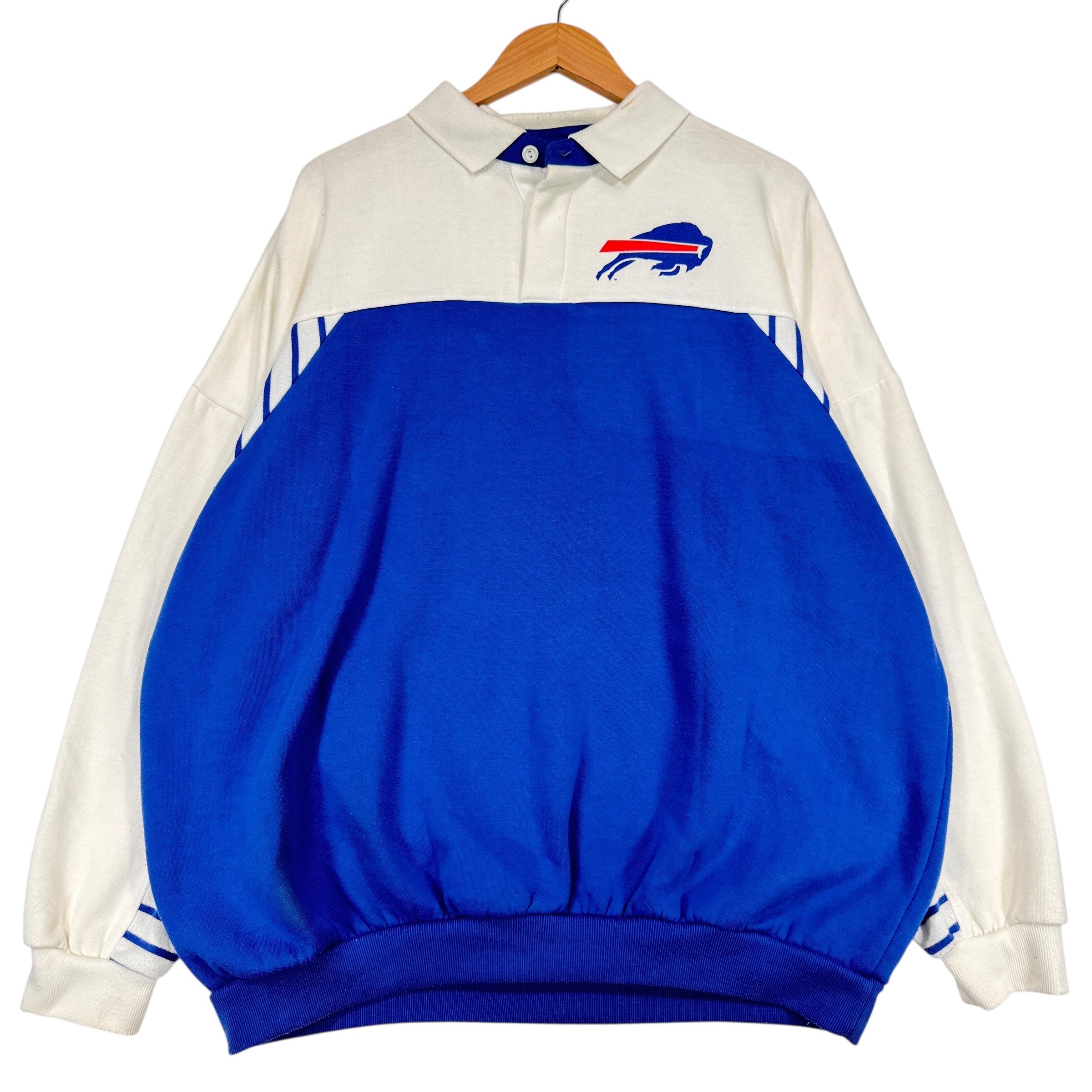 Vintage Buffalo Bills Color Block Collared Crewneck Sweatshirt XL