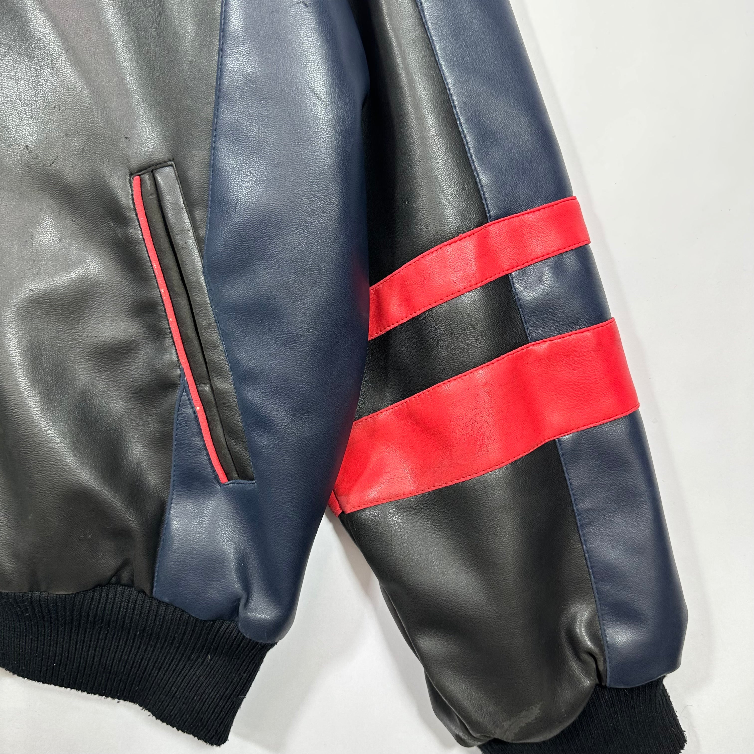 Vintage Buffalo Bills Vegan Leather Bomber Jacket Large