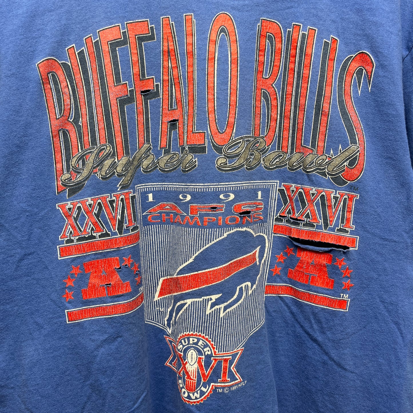 Vintage Buffalo Bills 1991 AFC Champions Super Bowl Shirt Large