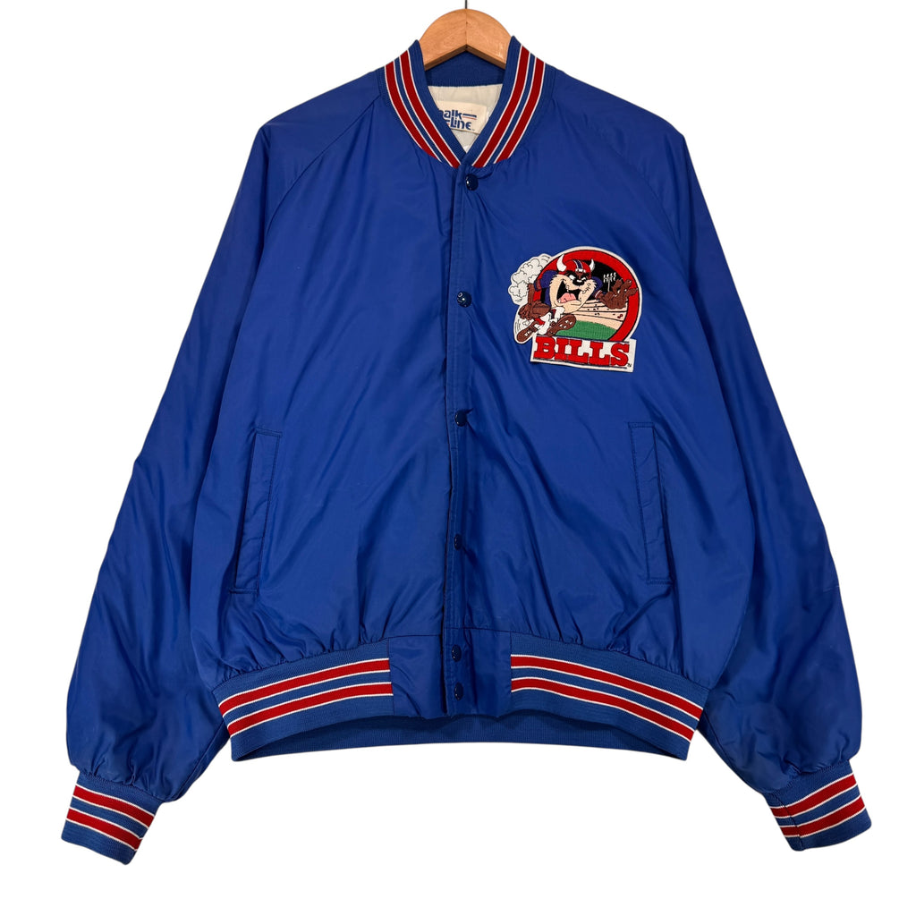 Vintage Buffalo Bills Chalk Line Taz Looney Tunes Cartoon Satin Jacket XL