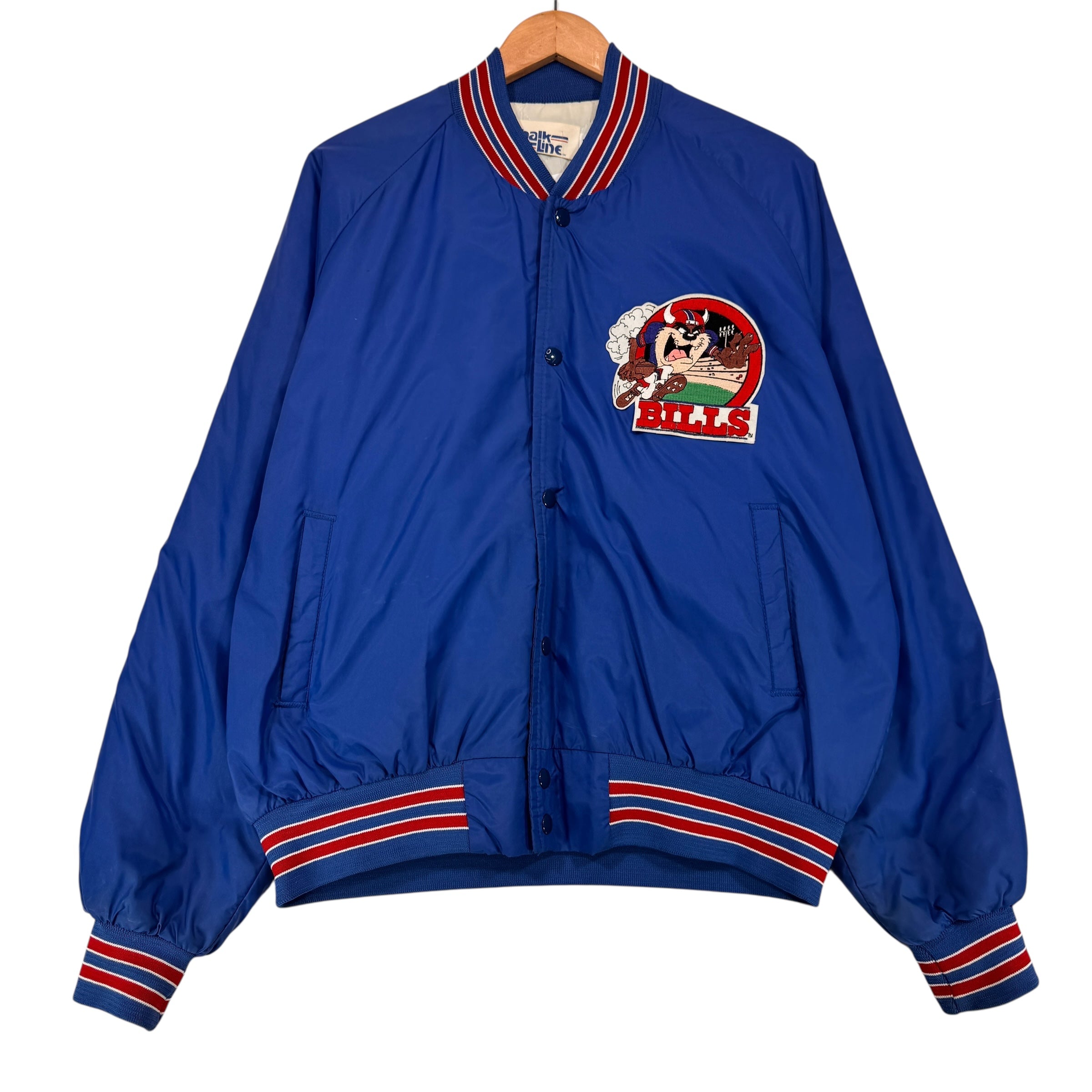 Vintage Buffalo Bills Chalk Line Taz Looney Tunes Cartoon Satin Jacket XL