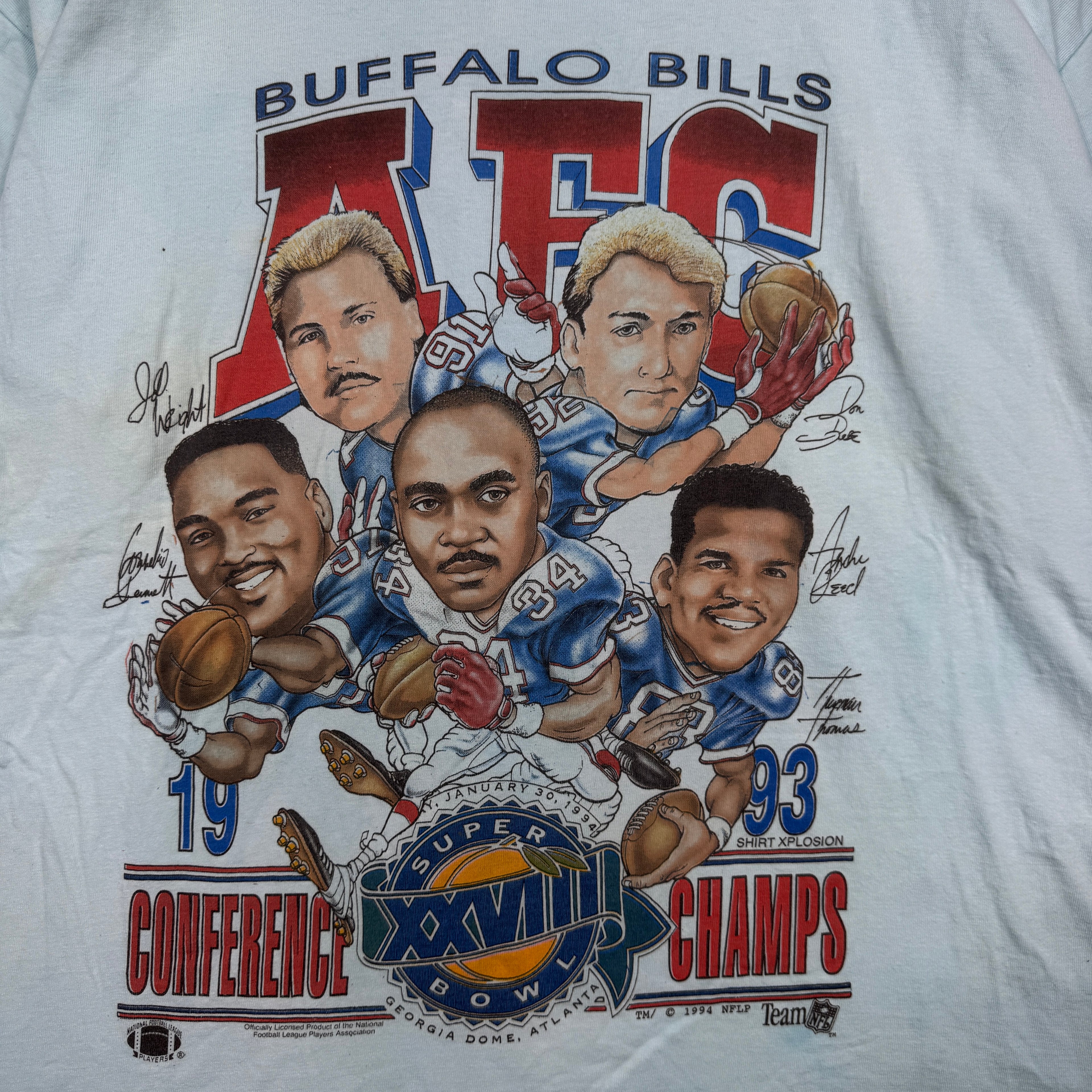 Vintage Buffalo Bills Overdyed 1993 AFC East Champions Caricature Shirt XL