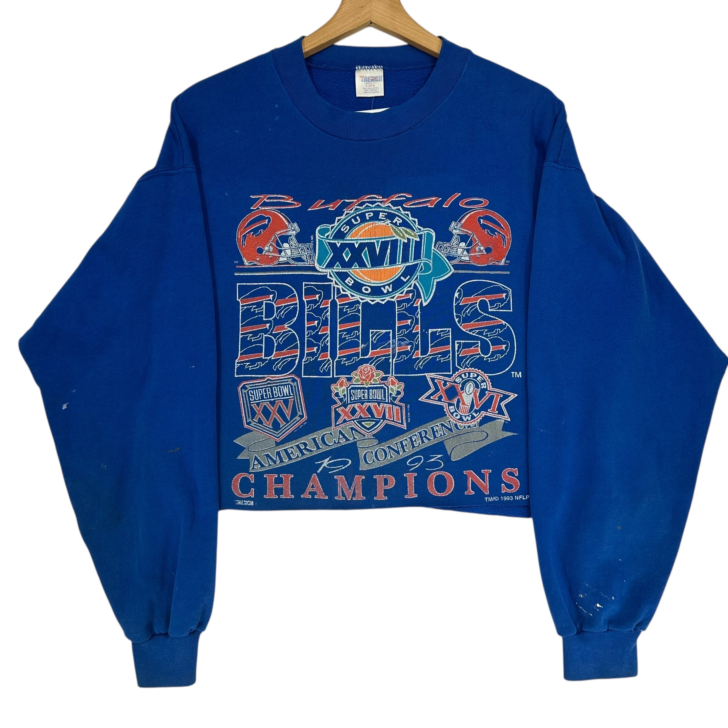 Vintage Buffalo Bills 1993 AFC Champs Cropped Crewneck Sweatshirt Large