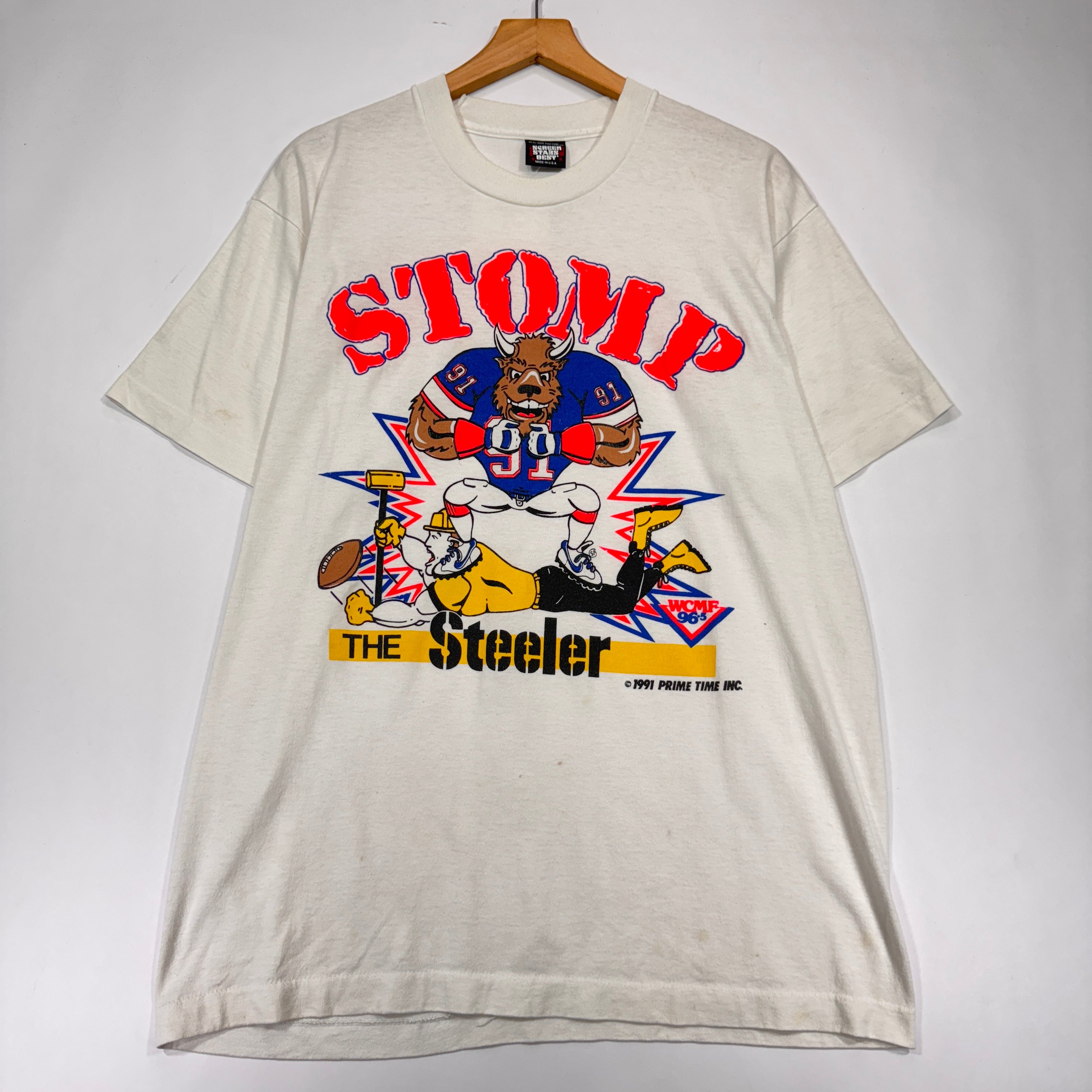 Vintage Buffalo Bills Stomp the Steelers Cartoon Shirt Large