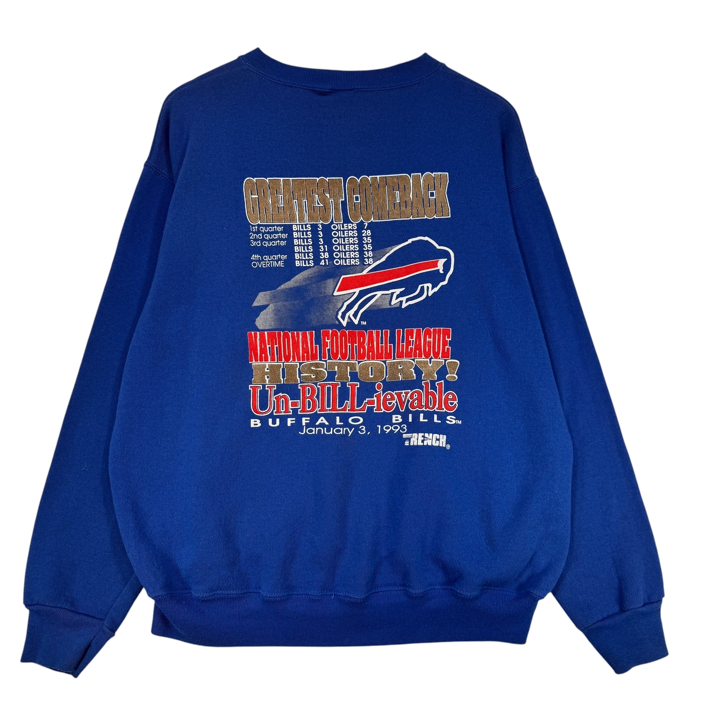 Vintage Buffalo Bills Un-Bill-ievable Comeback Crewneck Sweatshirt XL