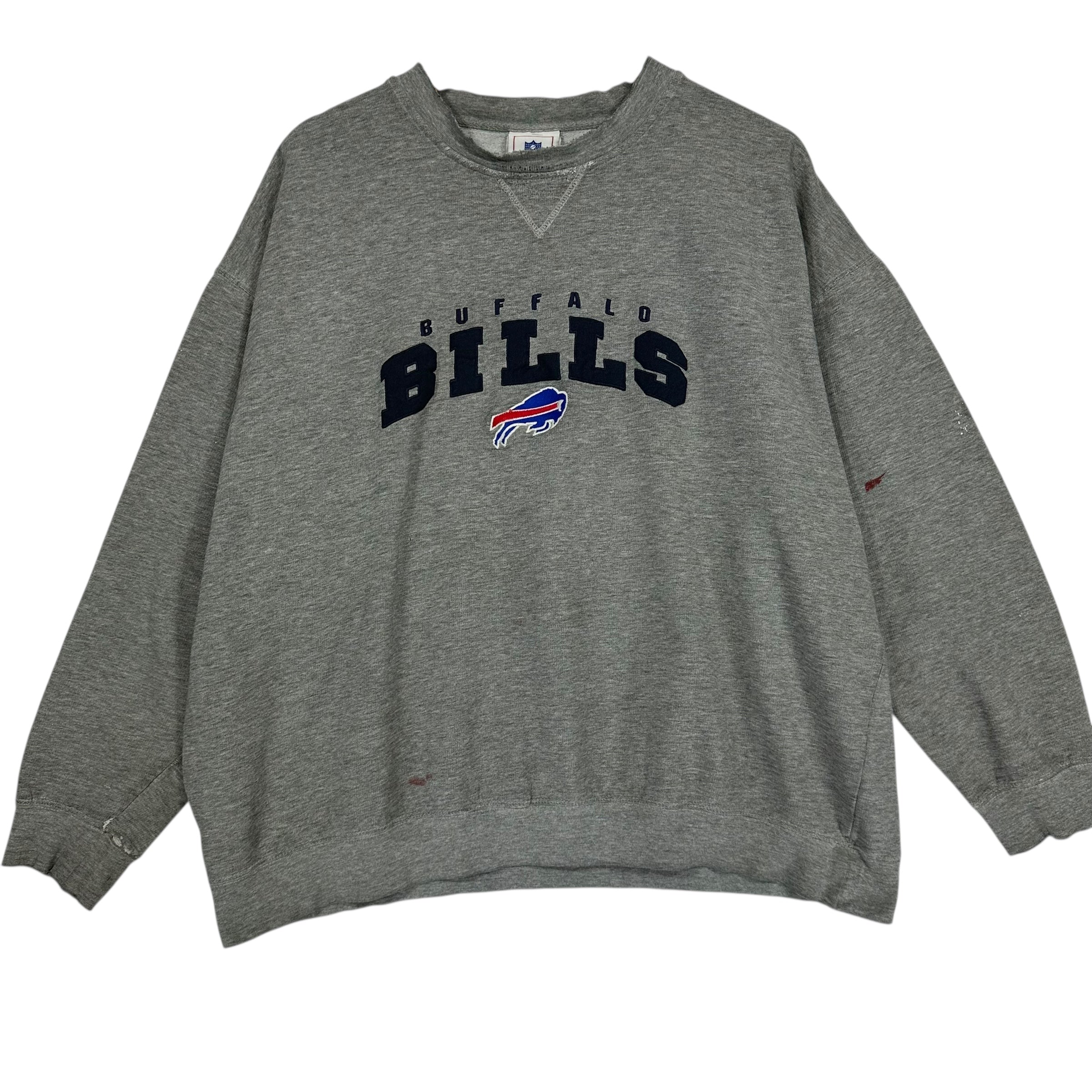 Vintage Buffalo Bills Embroidered Distressed Sweatshirt Large