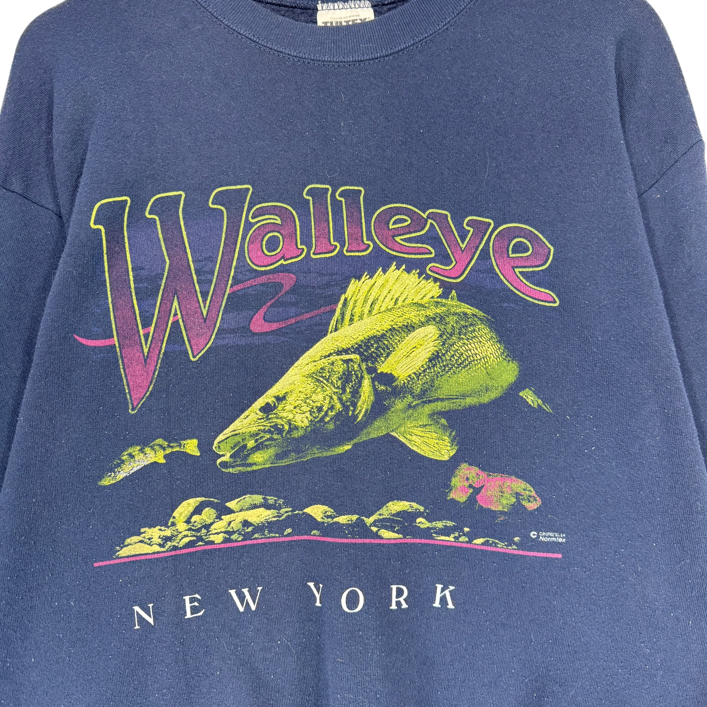 Vintage Walleye New York Nature Crewneck Sweatshirt Large