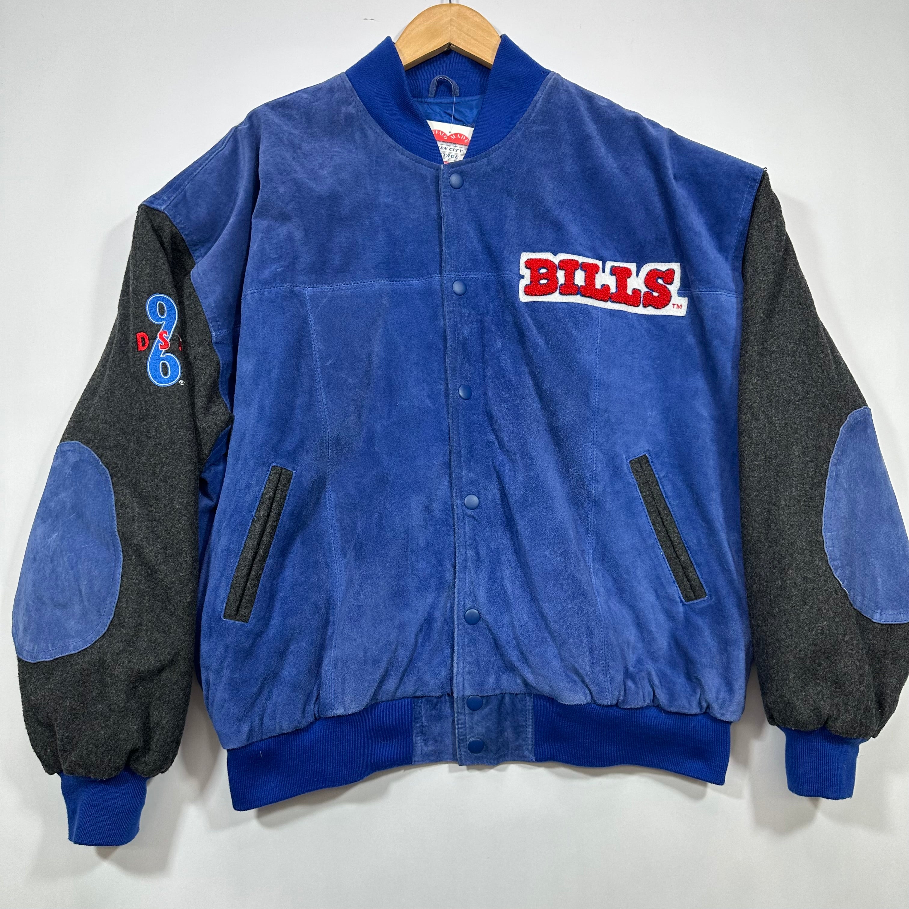 Vintage Buffalo Bills Leather Wool Bomber Jacket Medium