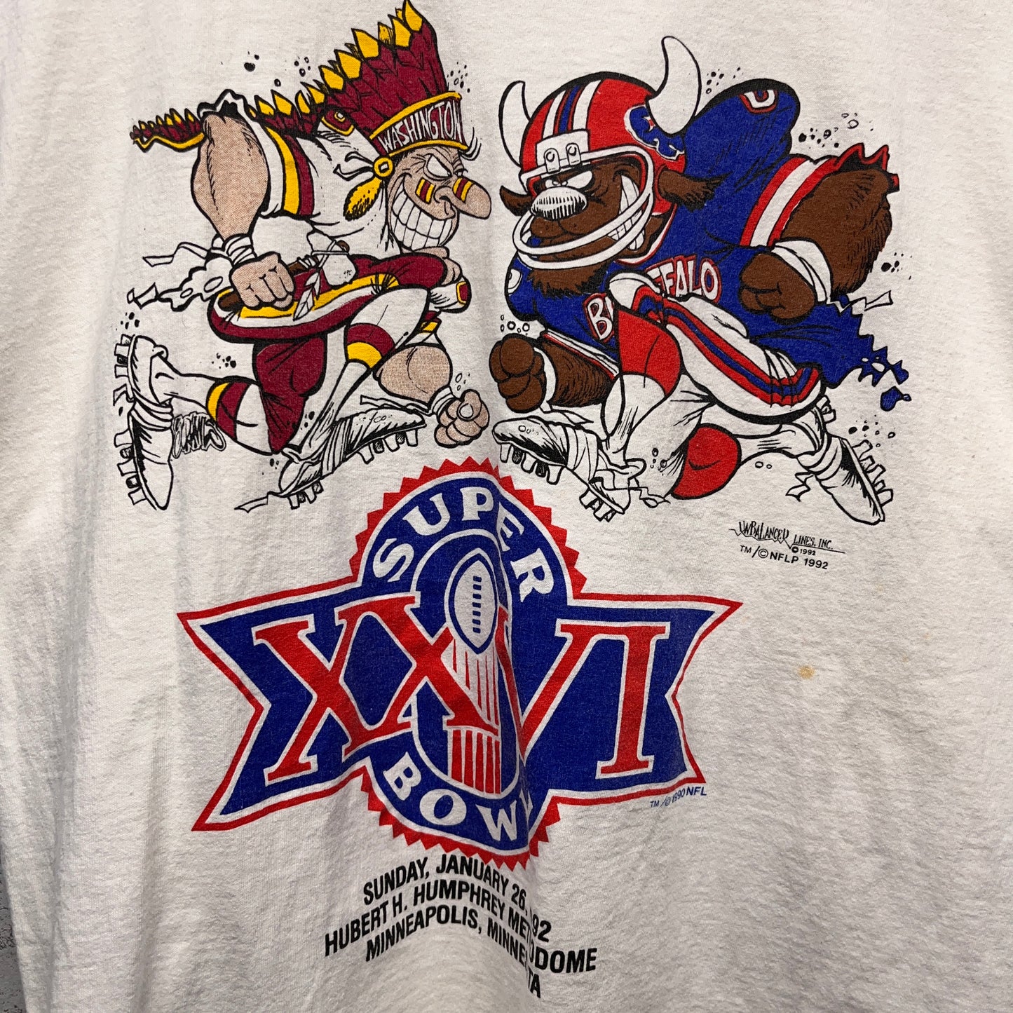 Vintage Buffalo Bills 1992 Super Bowl Cartoon Shirt Large