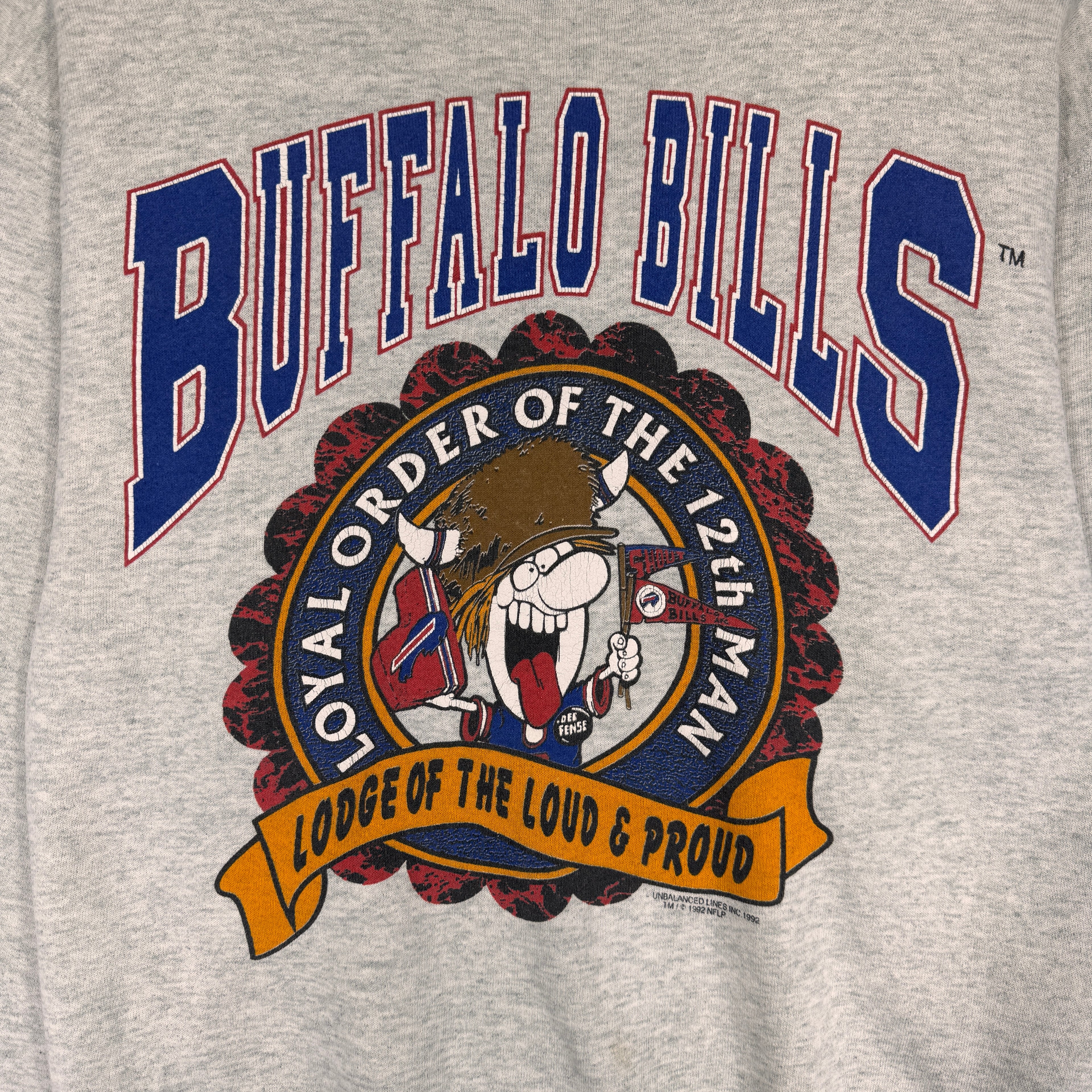 Vintage Buffalo Bills 12th Man Cartoon Crewneck Sweatshirt Medium