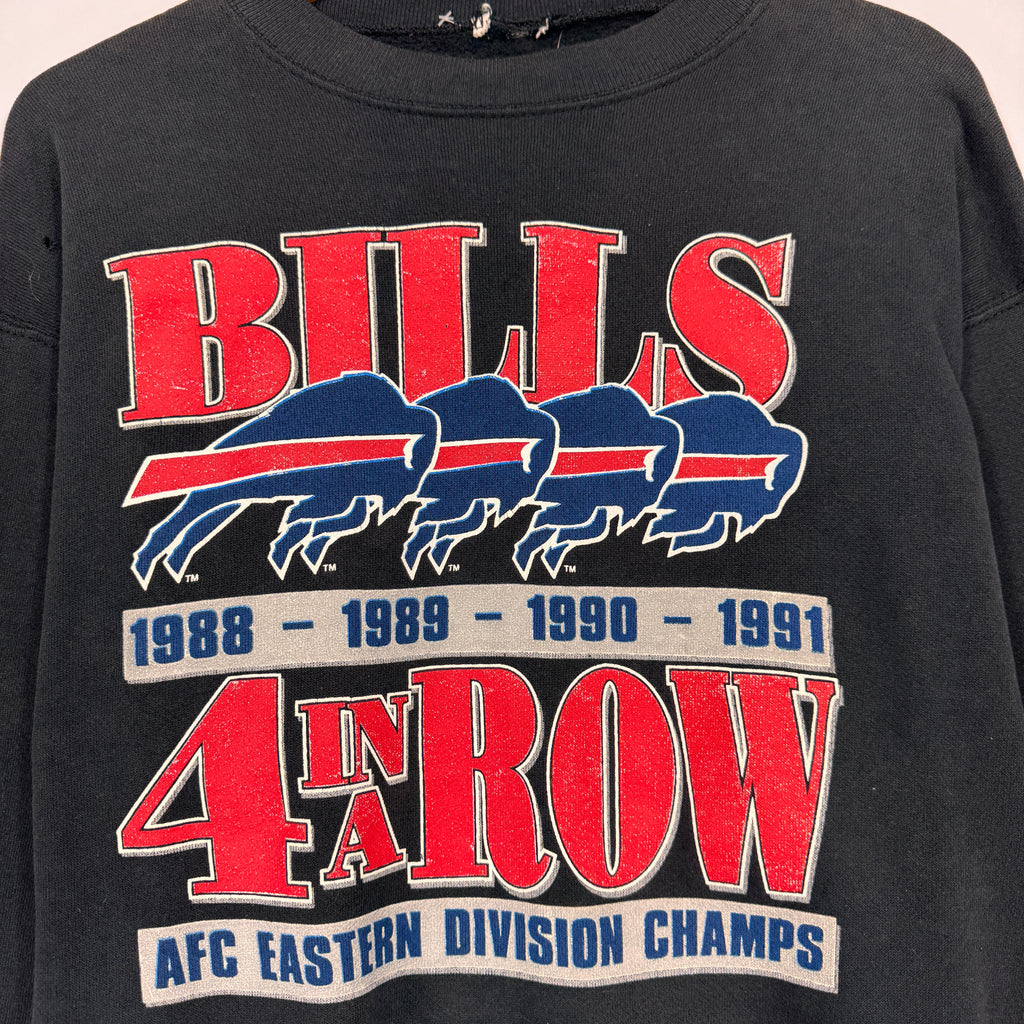 Vintage Buffalo Bills Four In A Row AFC East Champions Crewneck Sweatshirt Large