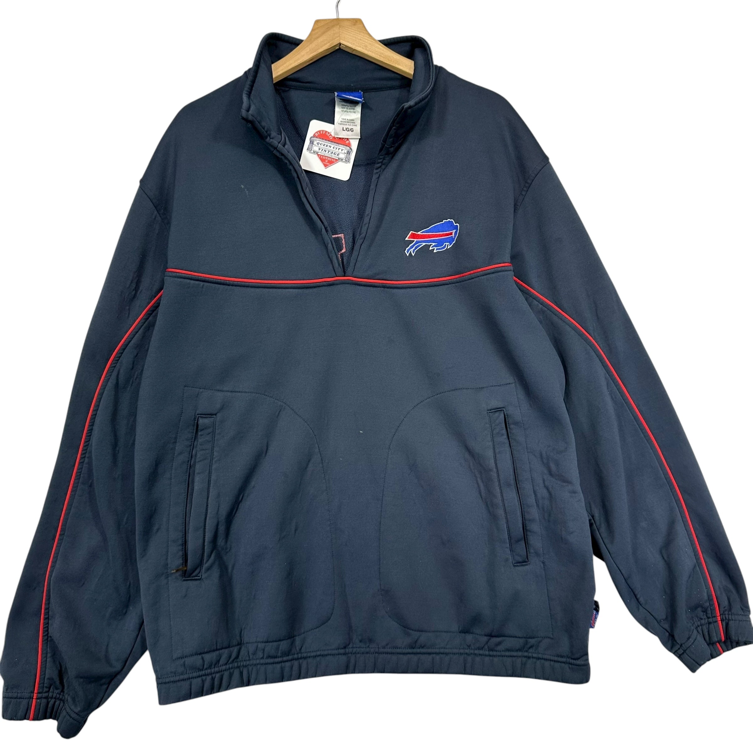Vintage Buffalo Bills Open Collar Sweatshirt Large