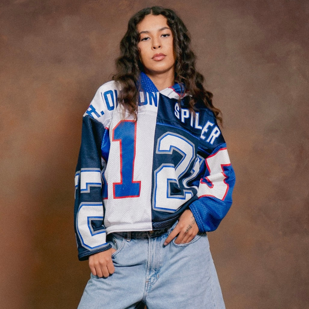 Vintage Buffalo Bills Upcycled Custom Jersey Hoodie