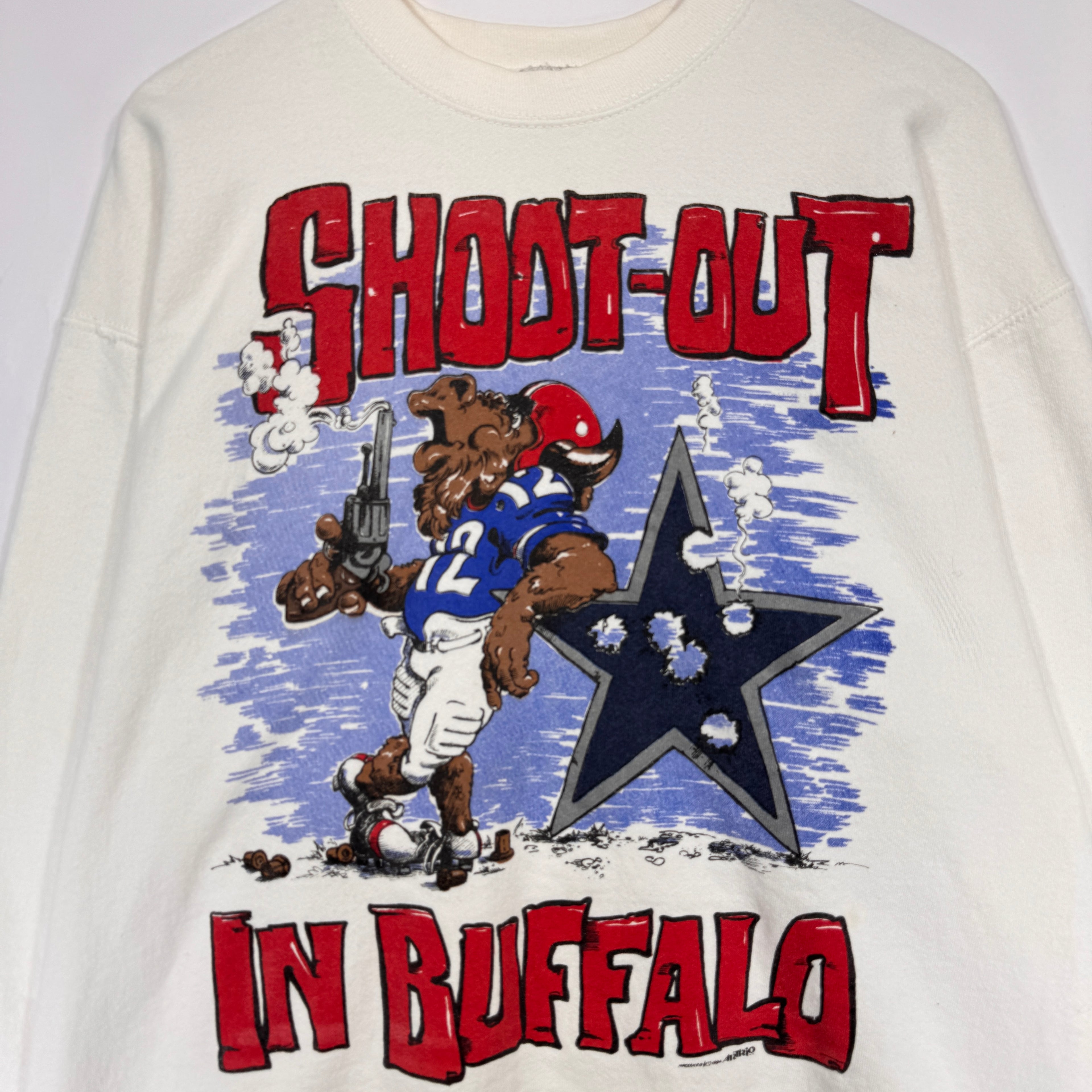 Vintage Buffalo Bills Shootout In Buffalo Cartoon Crewneck Sweatshirt XL