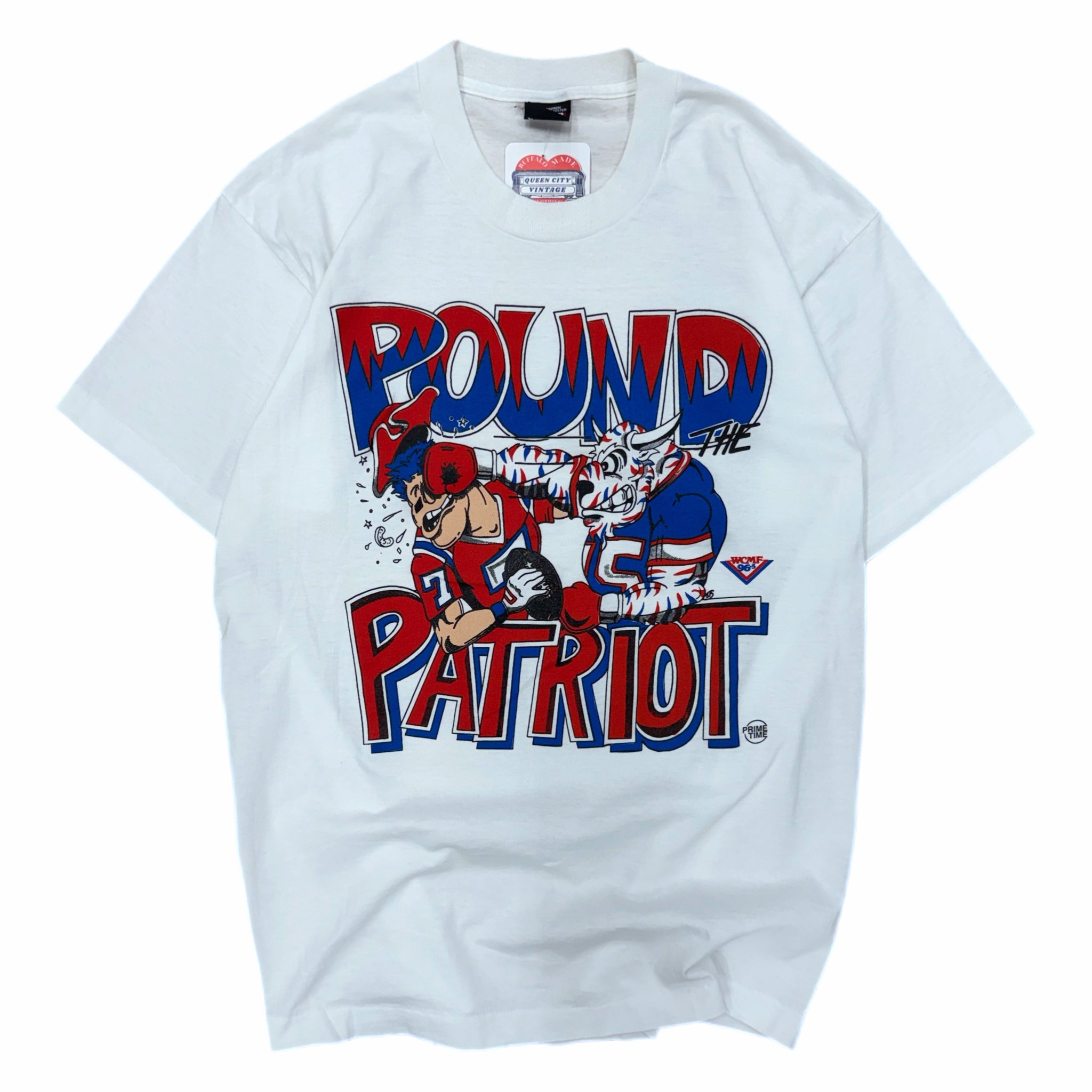 Vintage Buffalo Bills Pound the Patriots Cartoon Shirt XL