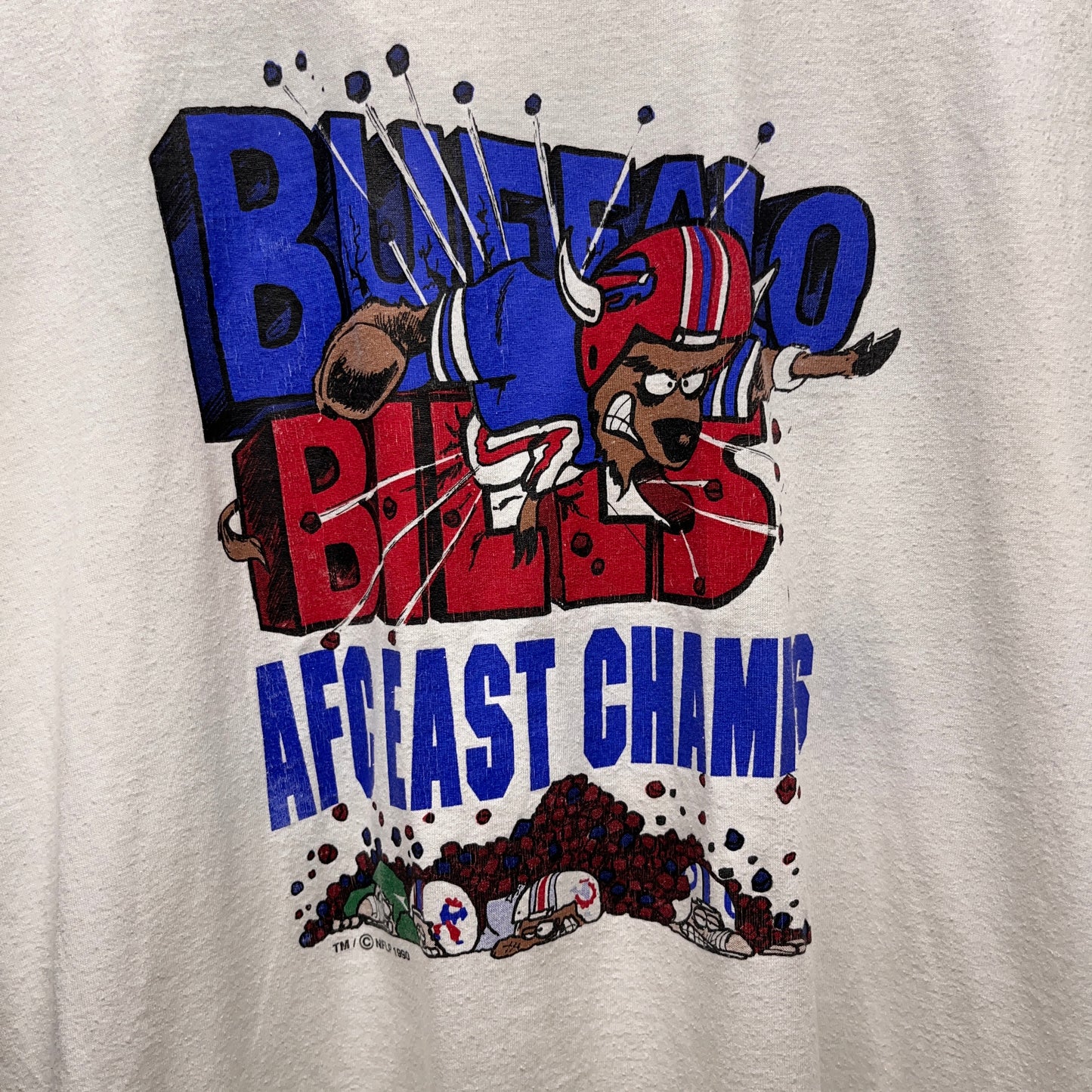 Vintage Buffalo Bills 1990 AFC East Champions Cartoon Shirt Large