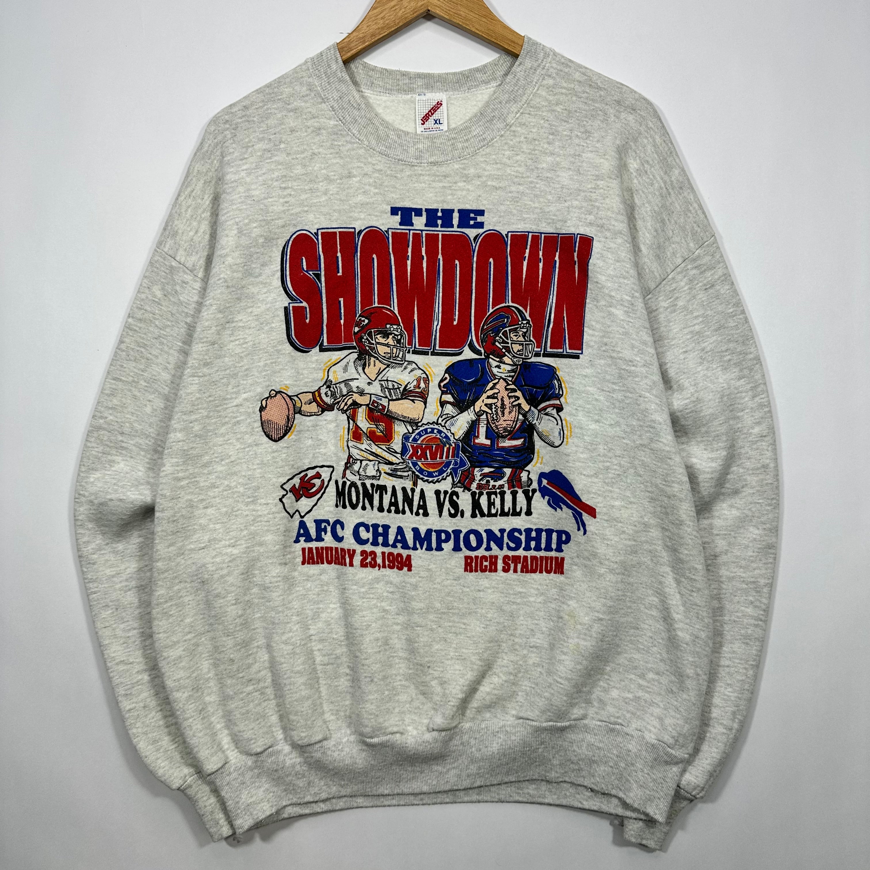Vintage Buffalo Bills 1994 AFC Championship Montana v Kelly Crewneck Sweatshirt XL