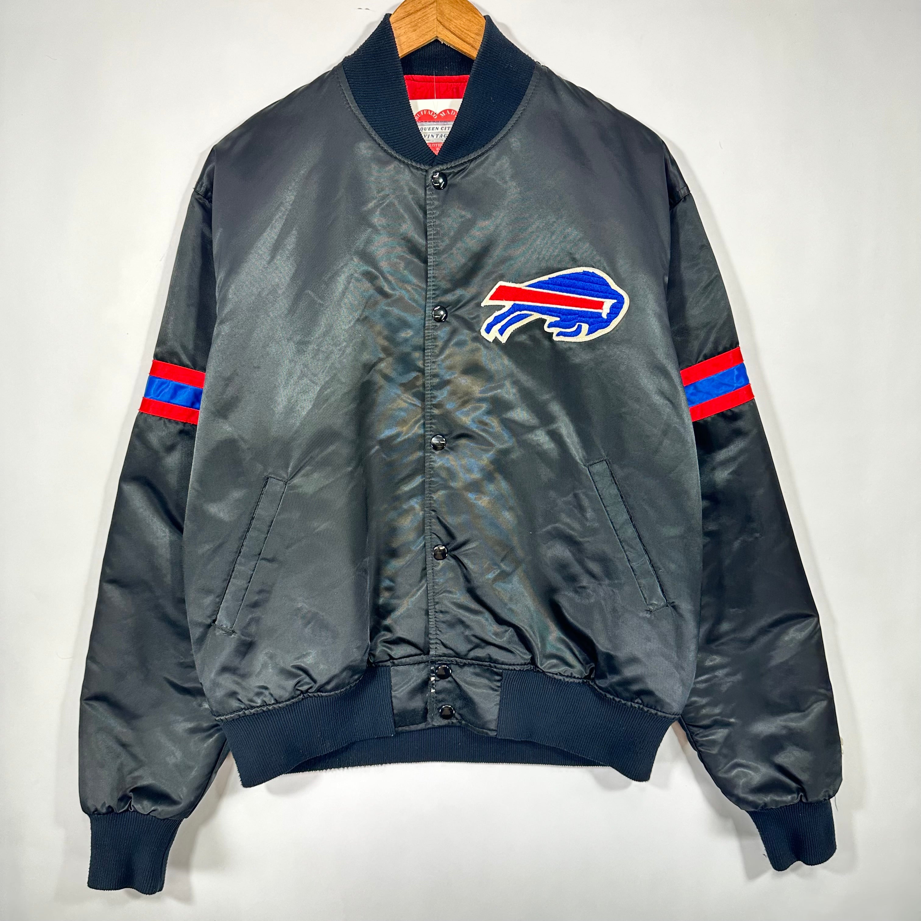 Vintage Buffalo Bills Starter Satin Black Bomber Jacket Large