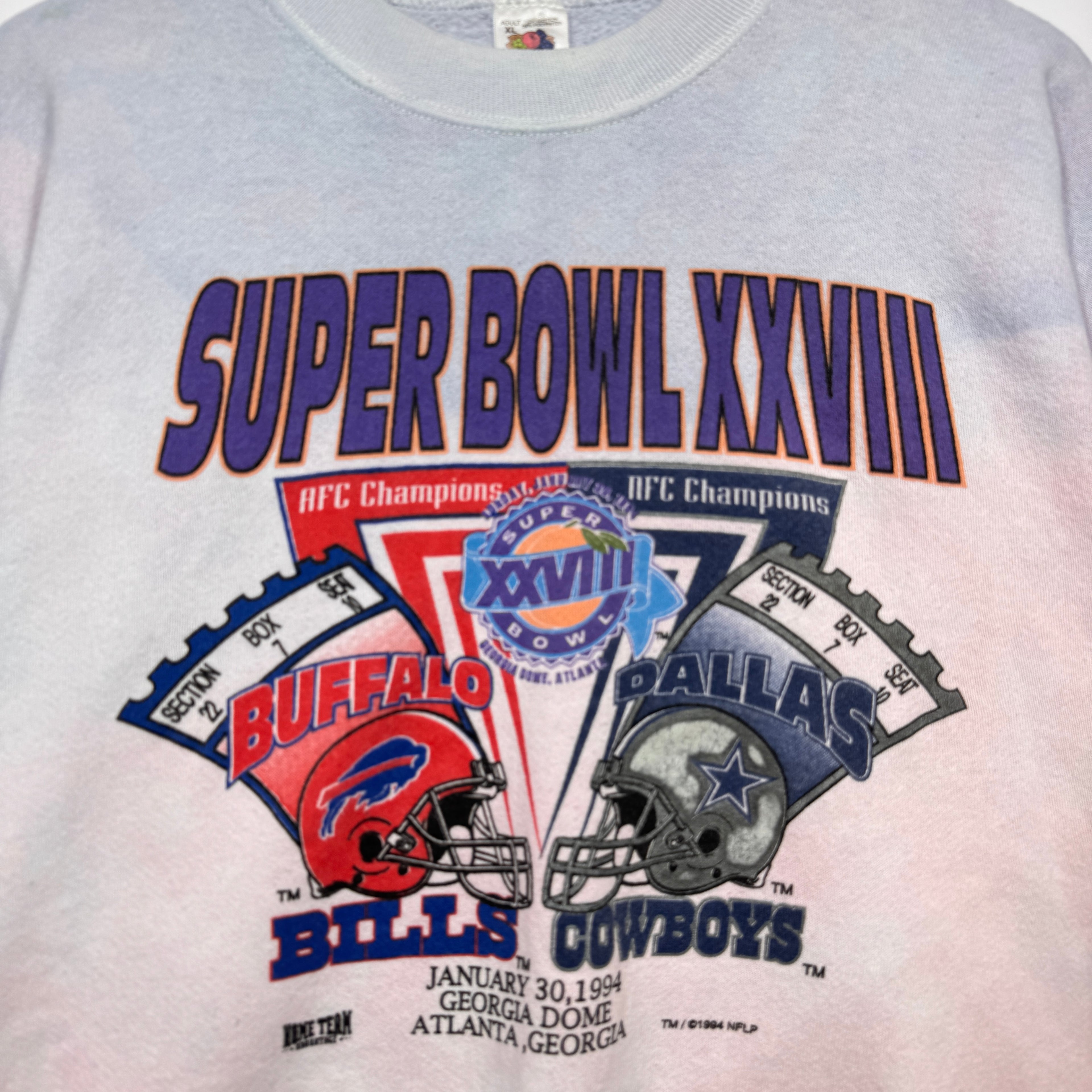 Vintage Buffalo Bills Overdyed 1994 Super Bowl Crewneck Sweatshirt XL