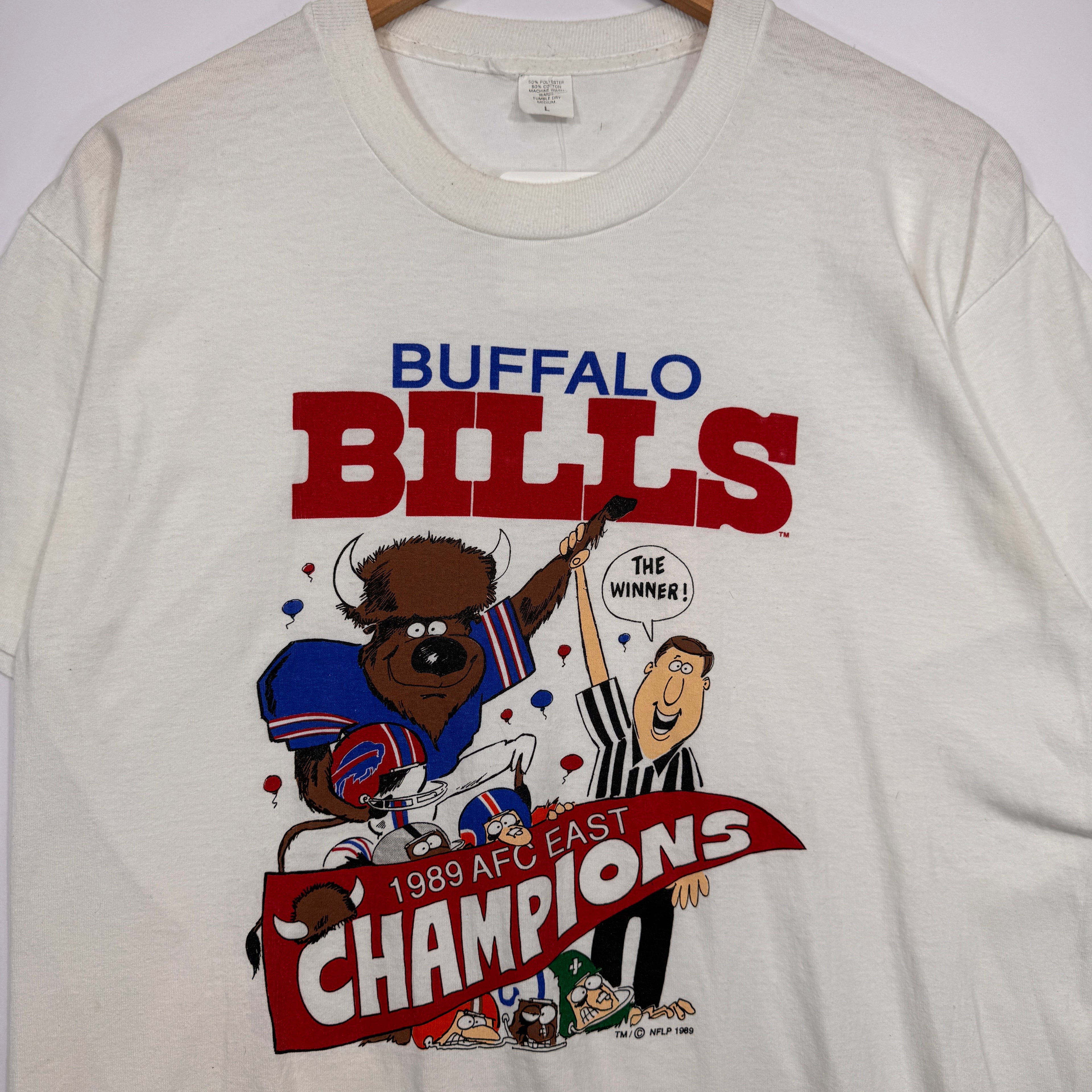 Vintage Buffalo Bills 1989 AFC East Champions Cartoon Shirt Large