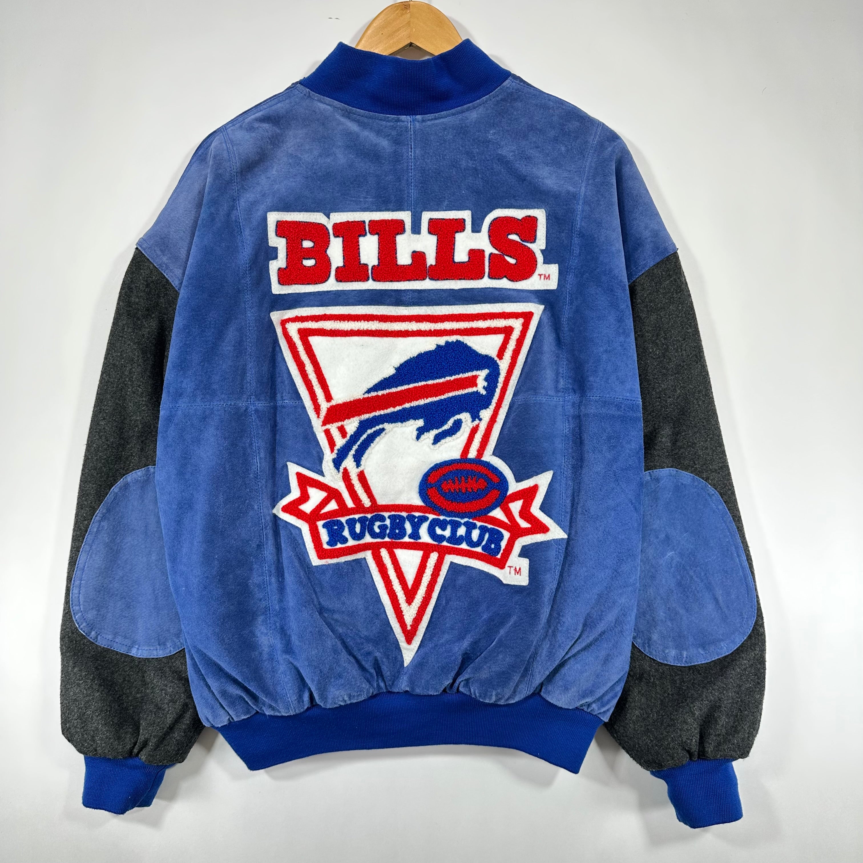 Vintage Buffalo Bills Leather Wool Bomber Jacket Medium