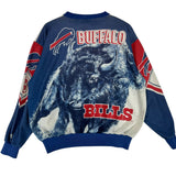 Vintage Buffalo Bills Allover Print Crewneck Sweatshirt Large
