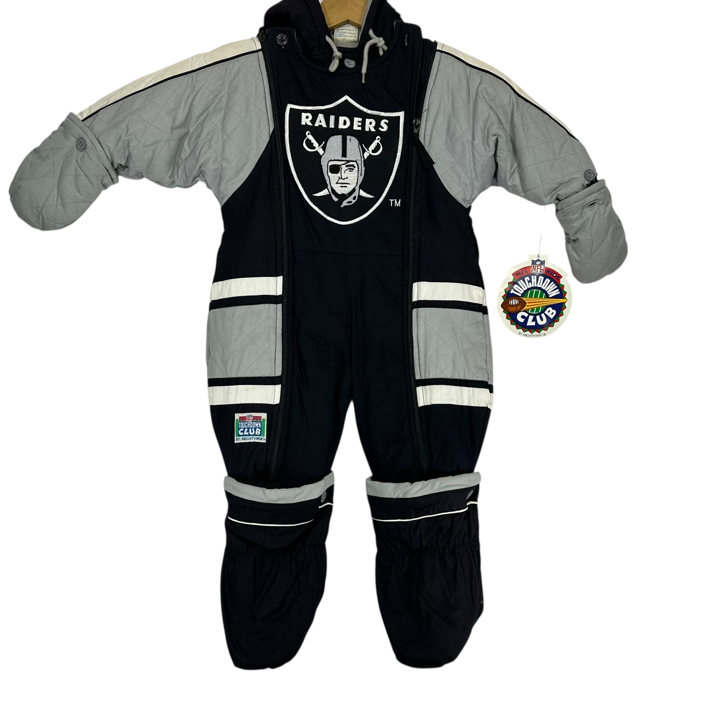 Vintage Kids LA Raiders Onesie Snowsuit Jacket Size 12 Months