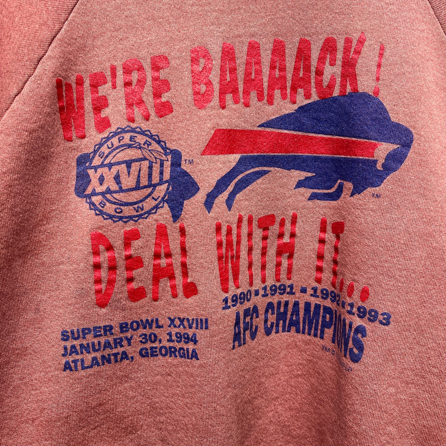 Vintage Buffalo Bills Overdyed We’re Back 1994 Super Bowl Crewneck Sweatshirt Large