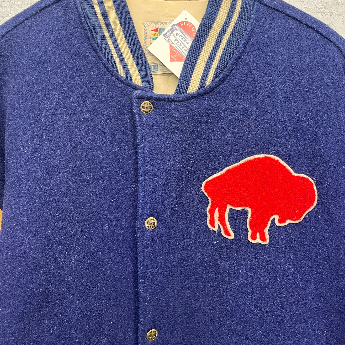 Vintage Buffalo Bills 1965 Wool Leather Varsity Bomber Jacket Large-XL