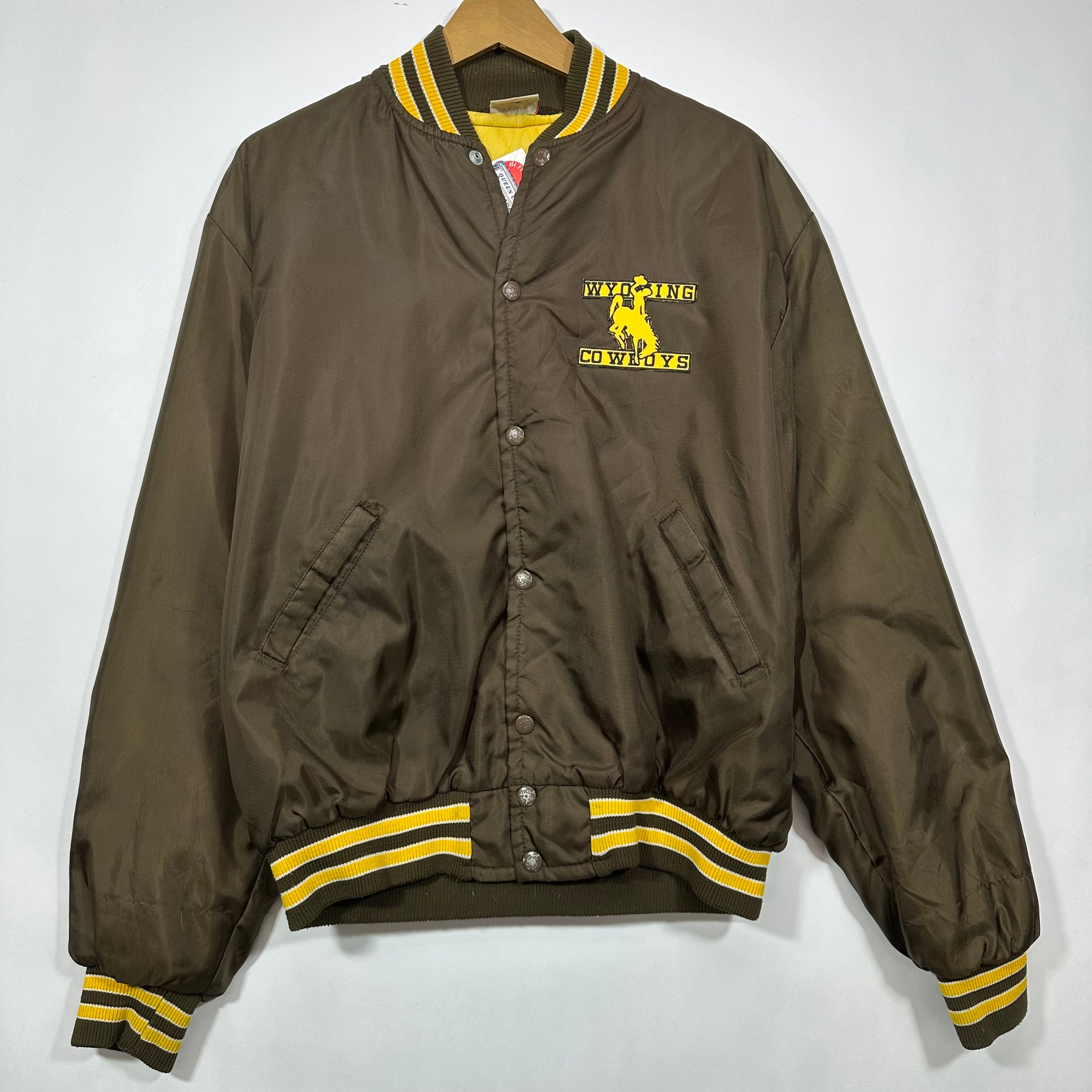 Vintage Wyoming Cowboys Buffalo Bills Satin Bomber Jacket Medium