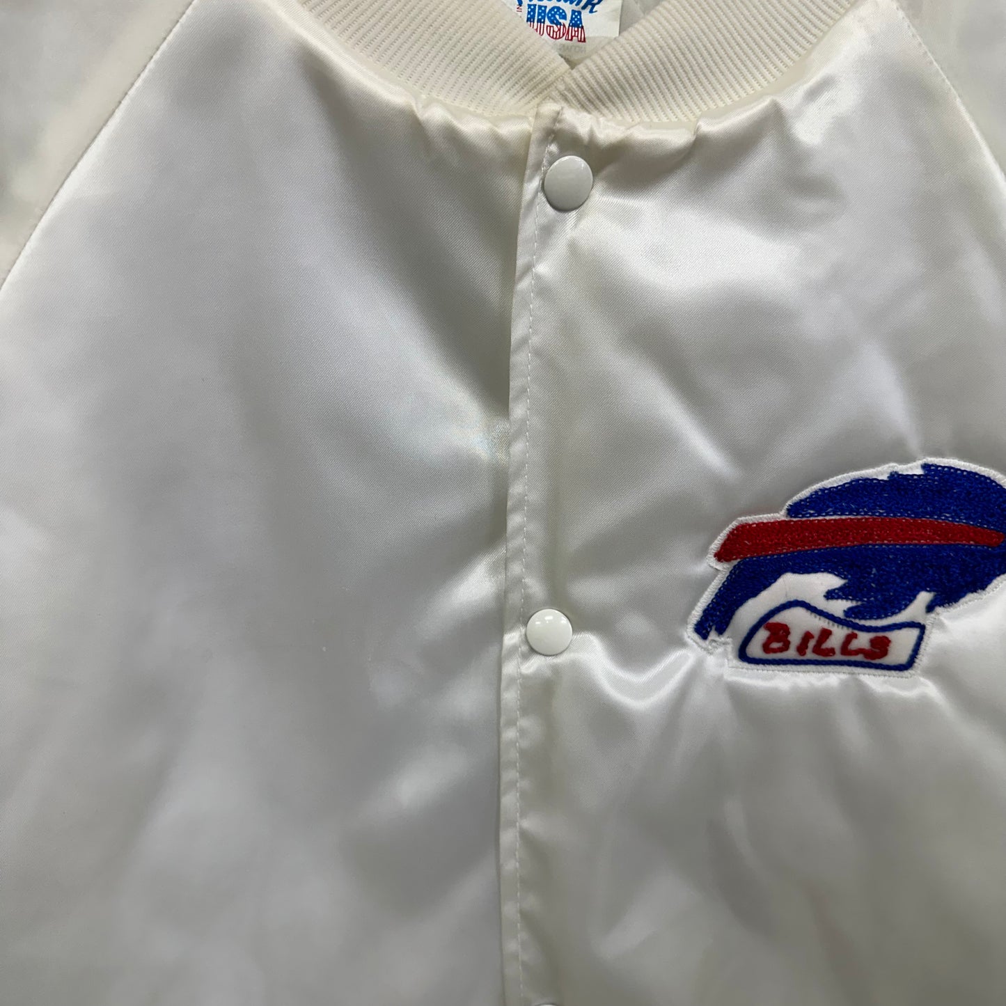 Vintage Buffalo Bills White Satin Jacket Large