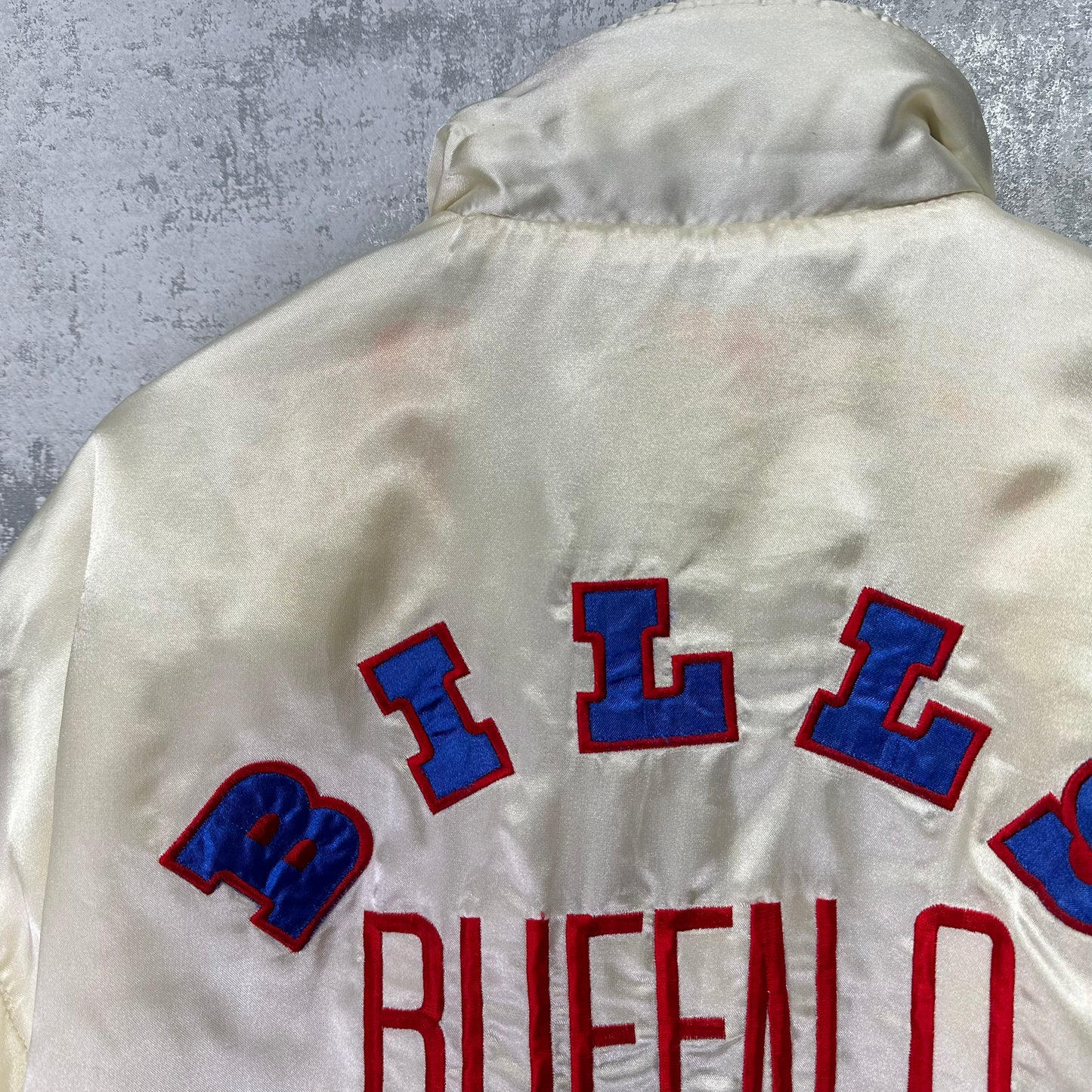 Vintage Buffalo Bills Jills Cliff Engle Satin Varsity Jacket Large